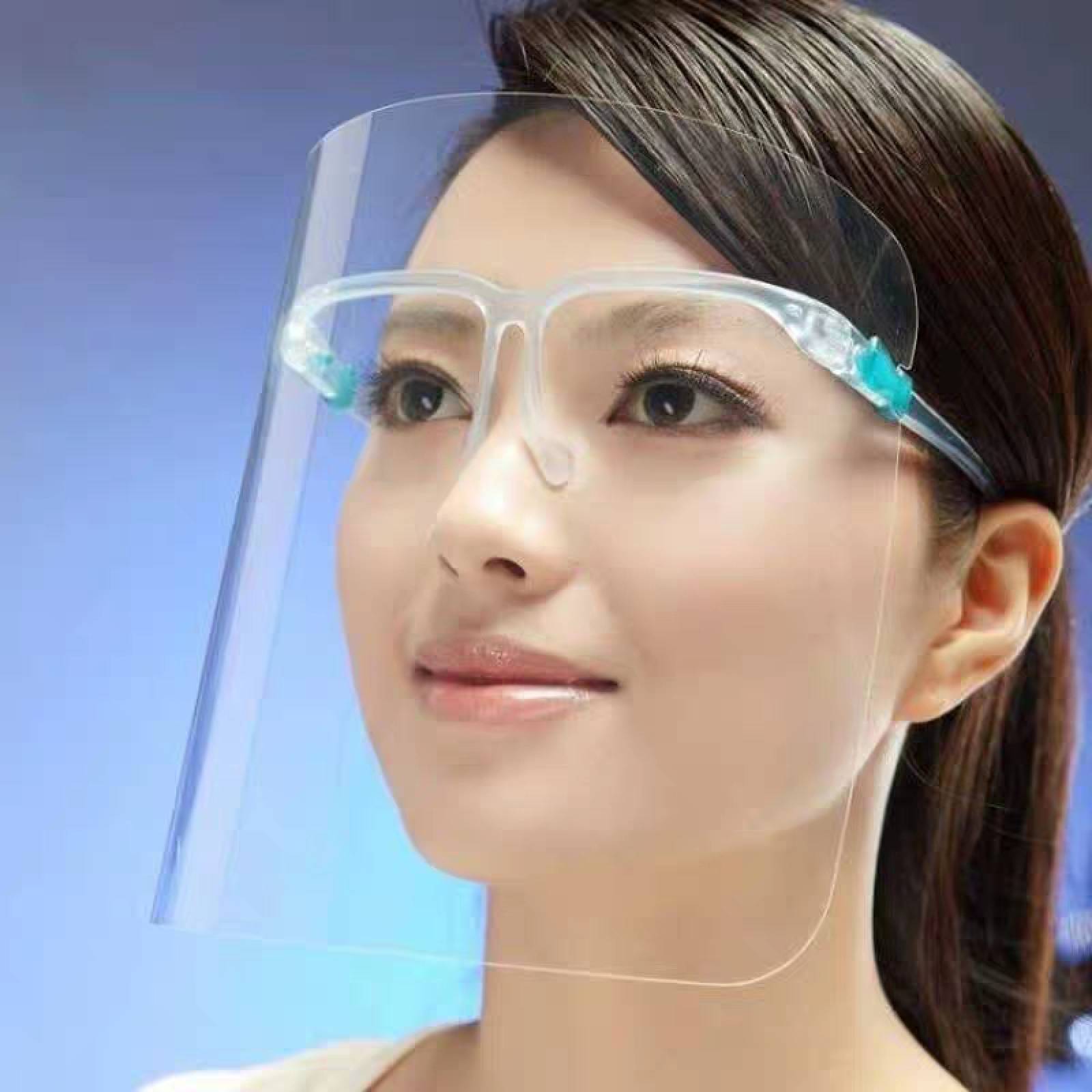 10 Mascarillas Careta Facial con Soporte de Lentes (Armazón) -Mica Transparente - Cubre Boca Ojos Nariz Protector