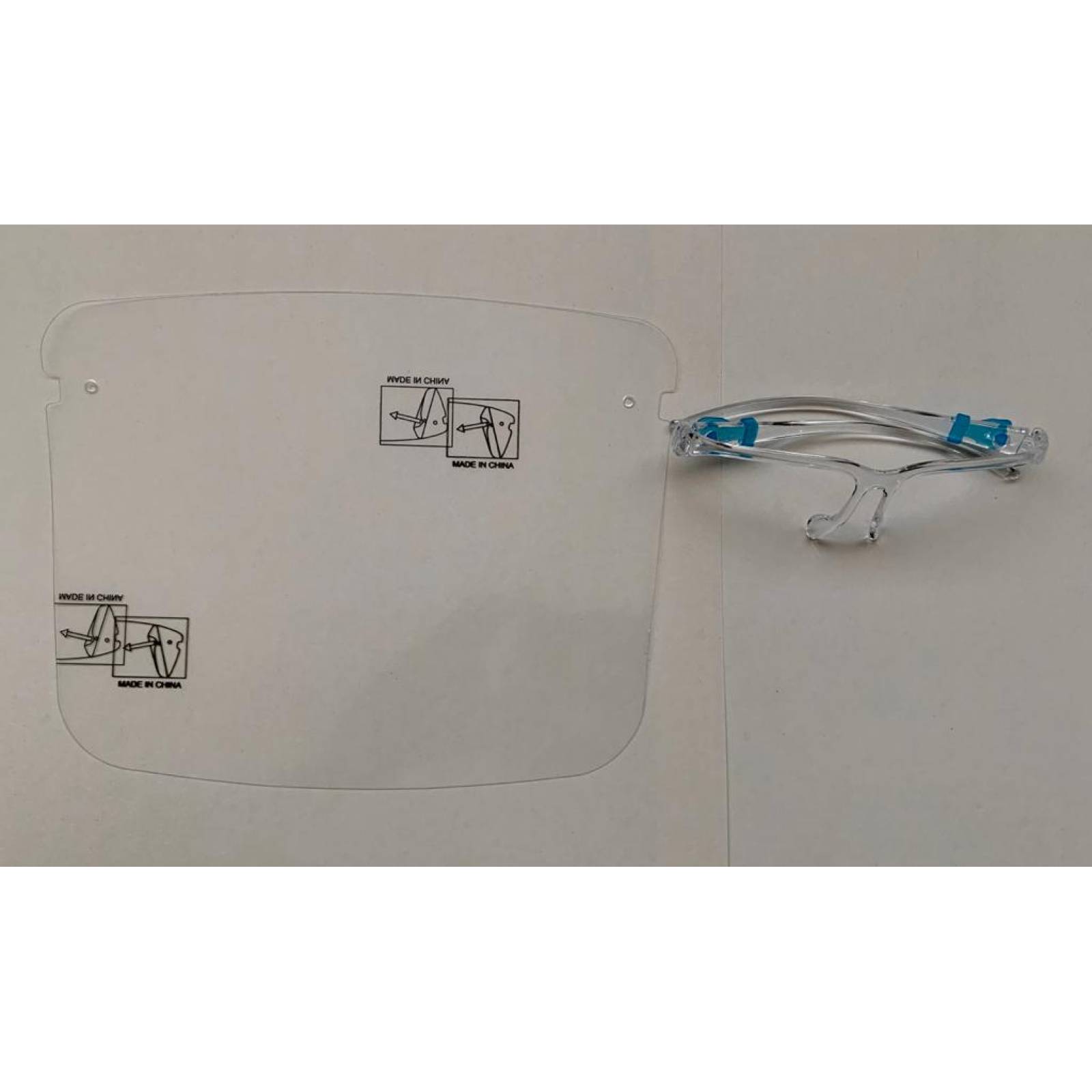 10 Mascarillas Careta Facial con Soporte de Lentes (Armazón) -Mica Transparente - Cubre Boca Ojos Nariz Protector
