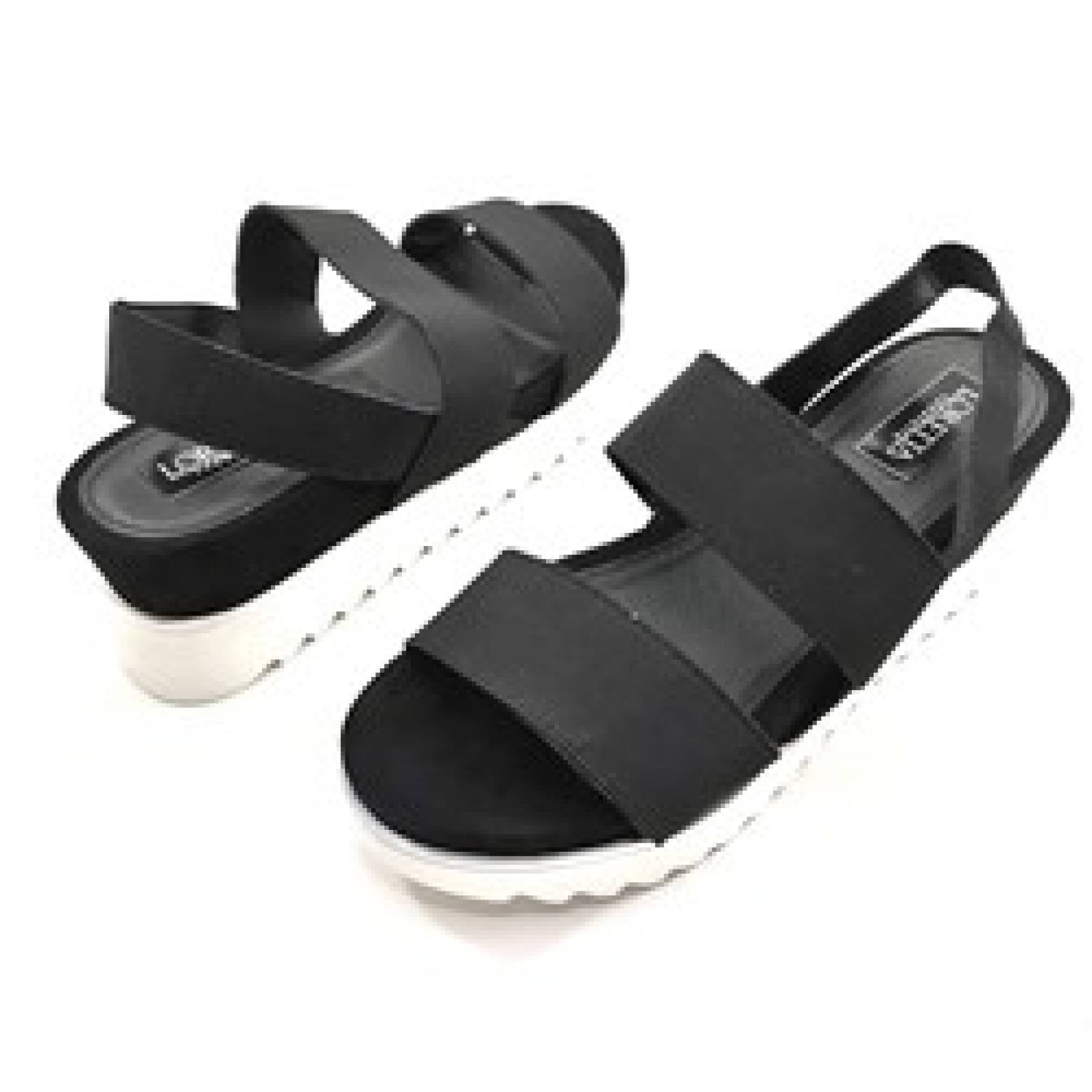 Sandalia  plataforma calzado dama negro elastico efe 296003