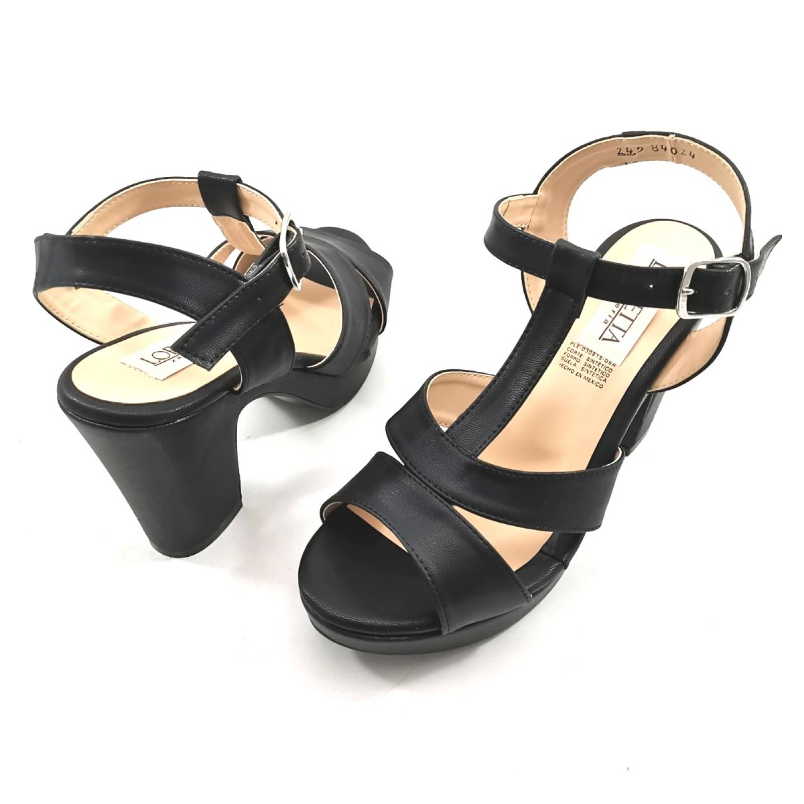 Sandalia  tacon calzado dama cabra negro perezlete 84024