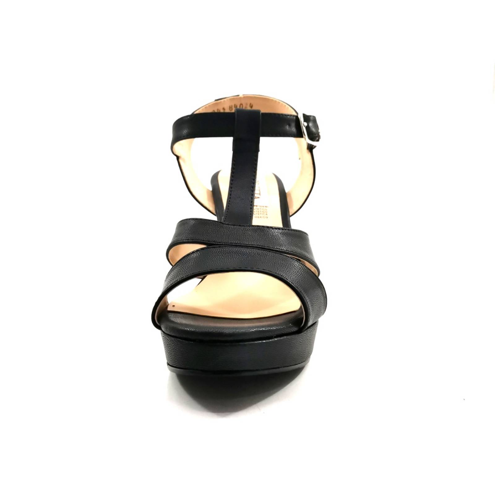 Sandalia  tacon calzado dama cabra negro perezlete 84024