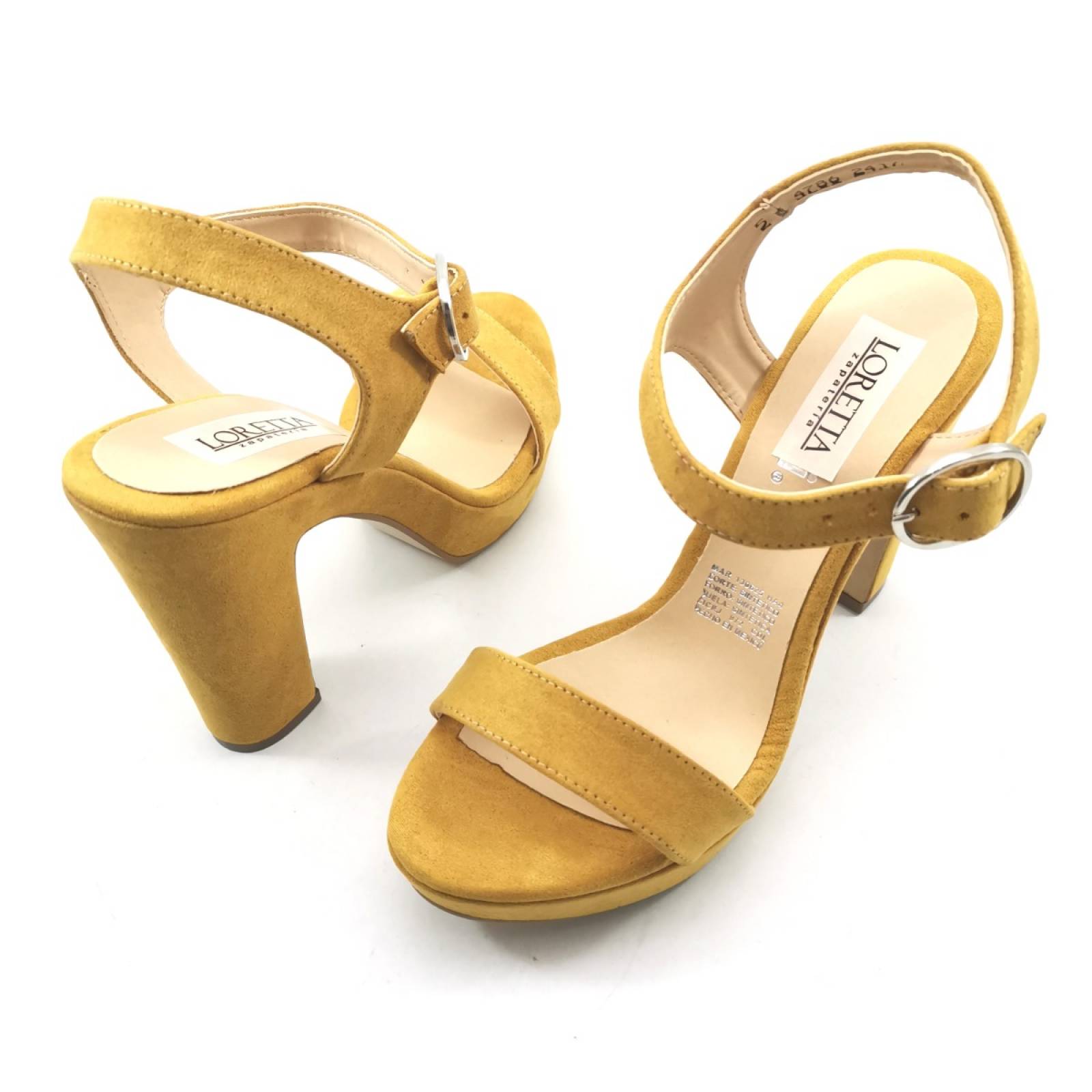 Sandalia  tacon calzado dama durazno ocre piedi bei 4786