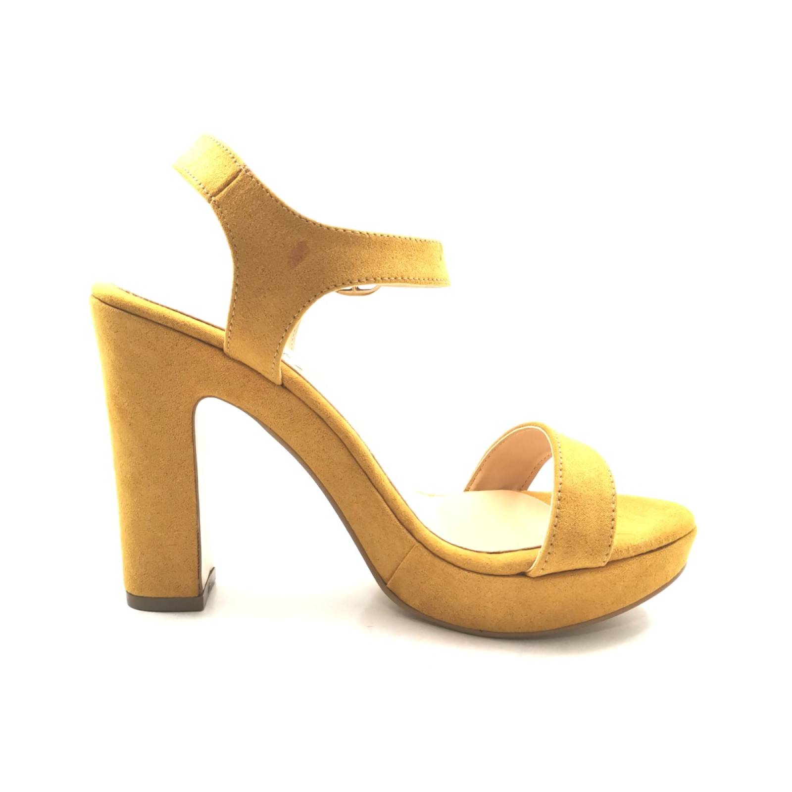 Sandalia  tacon calzado dama durazno ocre piedi bei 4786