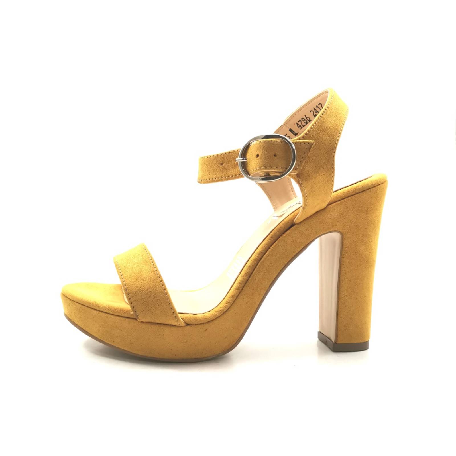 Sandalia  tacon calzado dama durazno ocre piedi bei 4786
