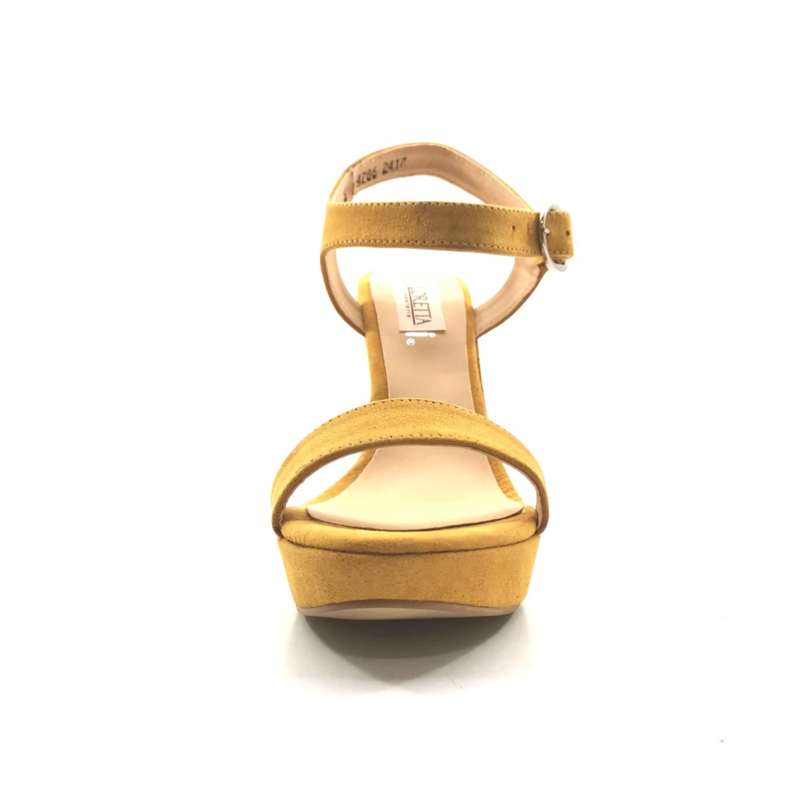 Sandalia  tacon calzado dama durazno ocre piedi bei 4786