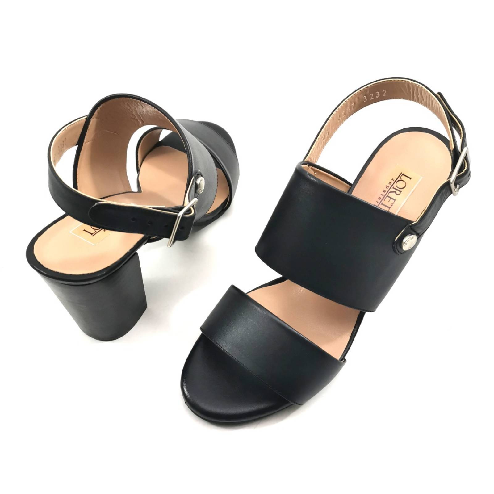 Sandalia  tacon calzado dama natura negro ronay 3232