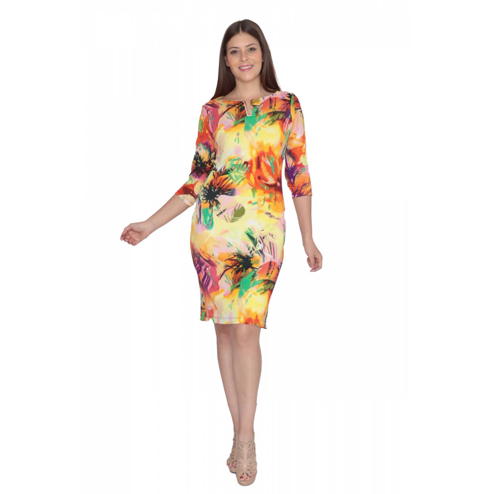 Vestido Estampado Tropical Dama Lofassi 8022