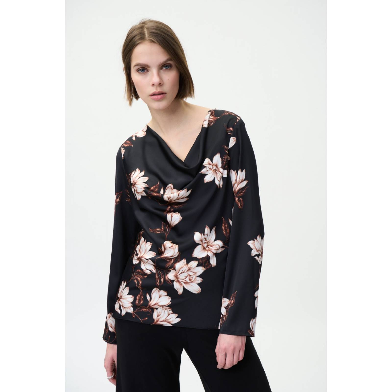 Blusa Floral con Cuello Drapeado Dama Joseph Ribkoff 224287M