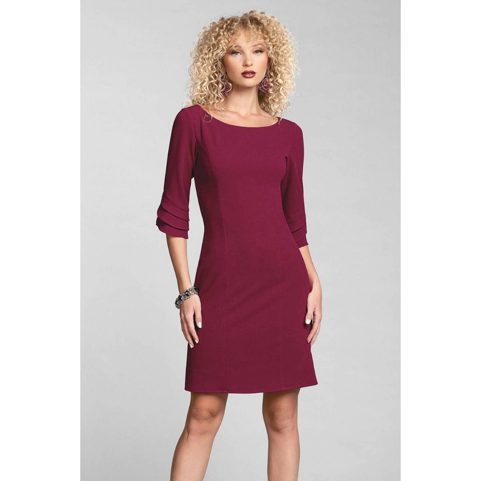 Vestido Liso Ajustado con Olan Cherry 22372