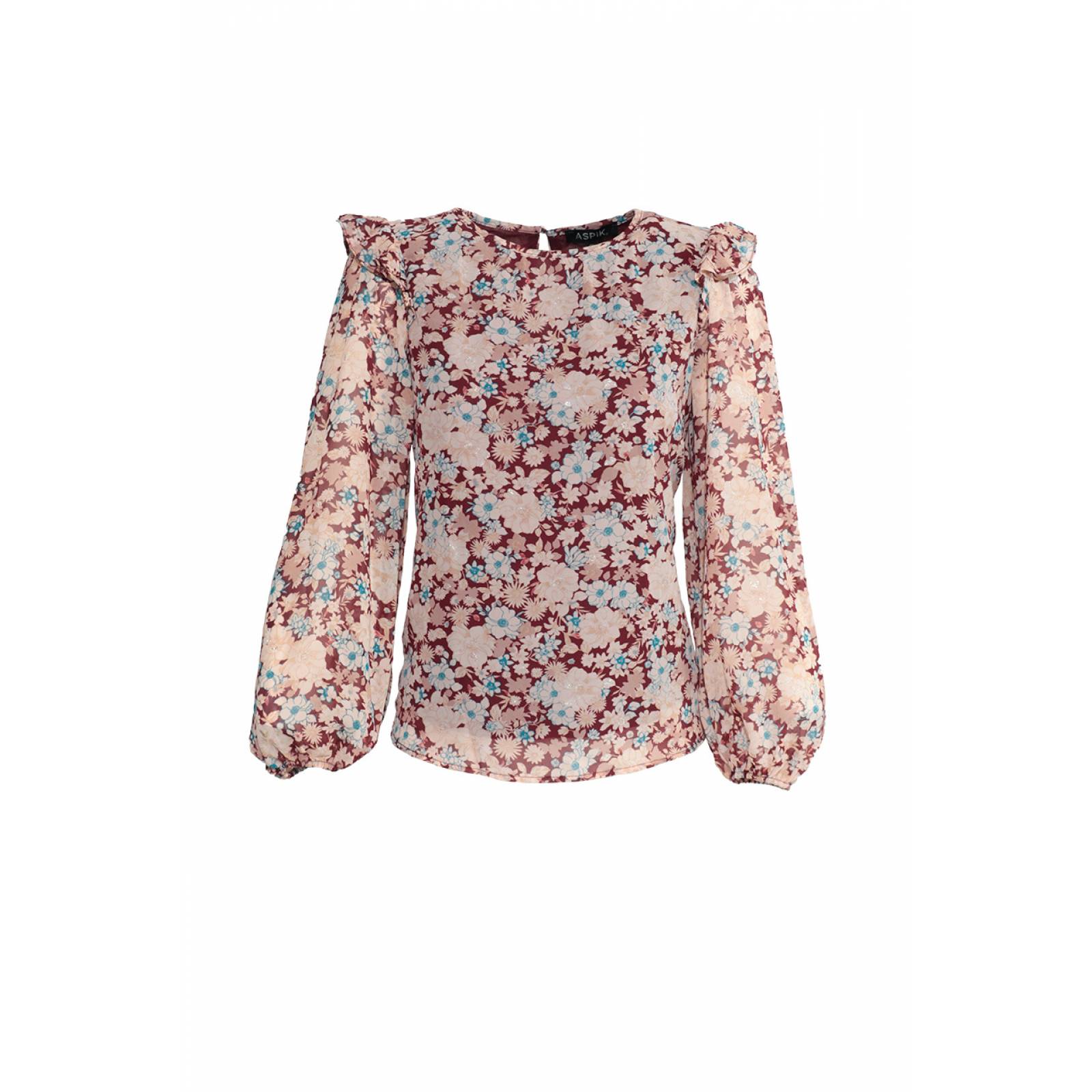 Blusa Floreada Manga Larga Aspik ALJ-6797