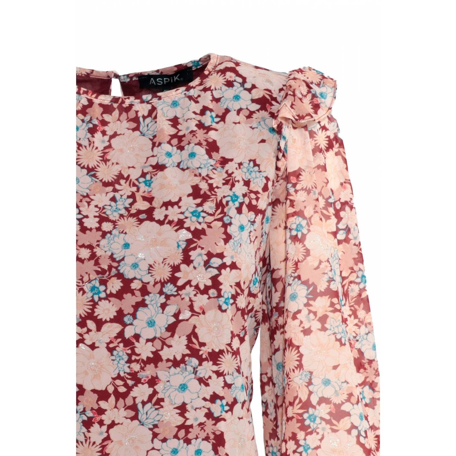 Blusa Floreada Manga Larga Aspik ALJ-6797
