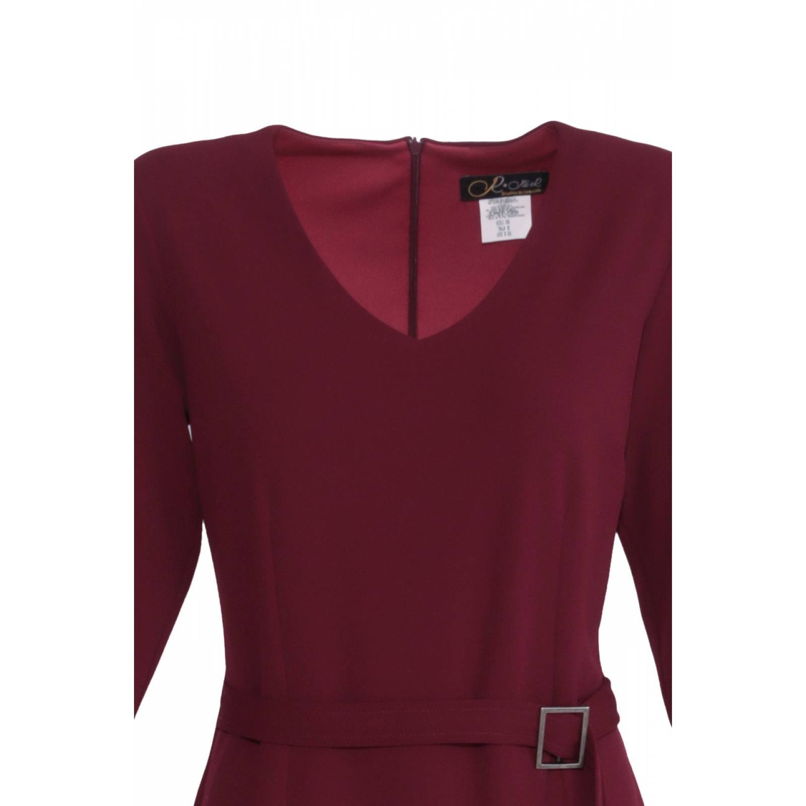 Vestido Entallado Manga Tres Cuartos con Cinturon Jr 6156 