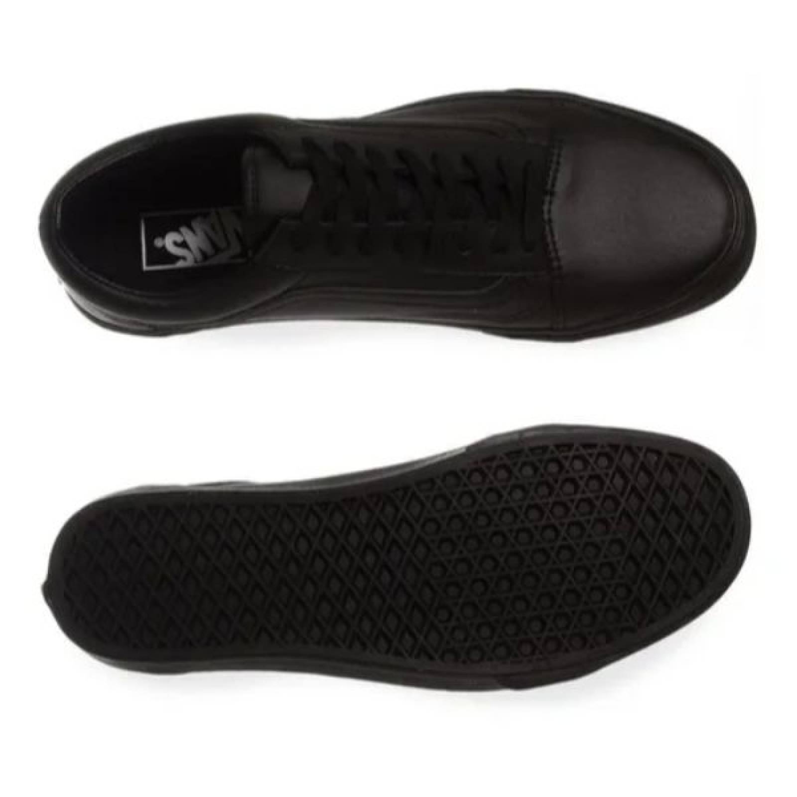 Tenis Vans Old Skool Negro Classic Black Mono Piel 1pxp