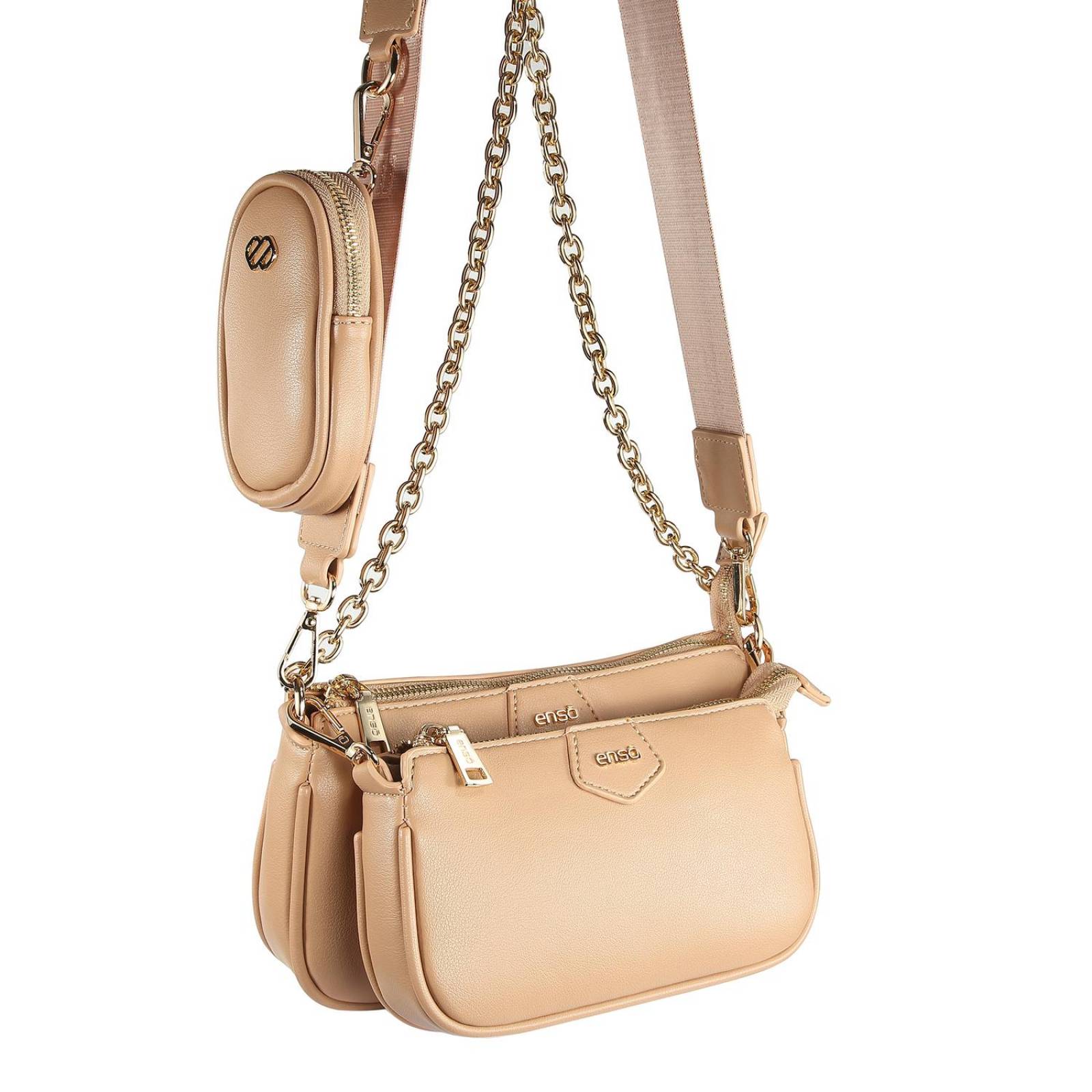 Bolso de fiesta modelo Jaspe de piel color nude VOLUM - Isabella