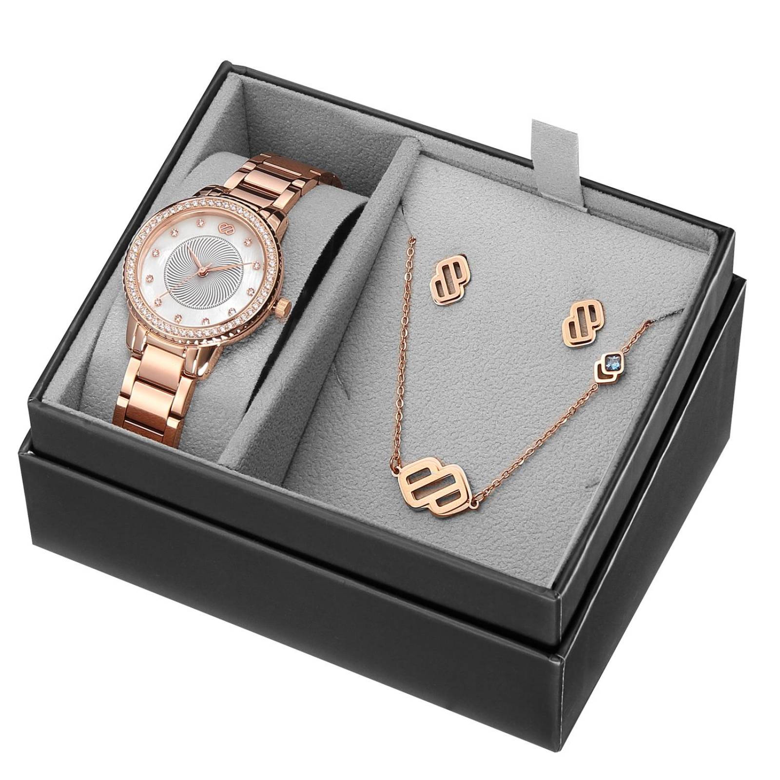 Set de Reloj Collar y Aretes Enso para Mujer EWBSL07 Oro Rosa