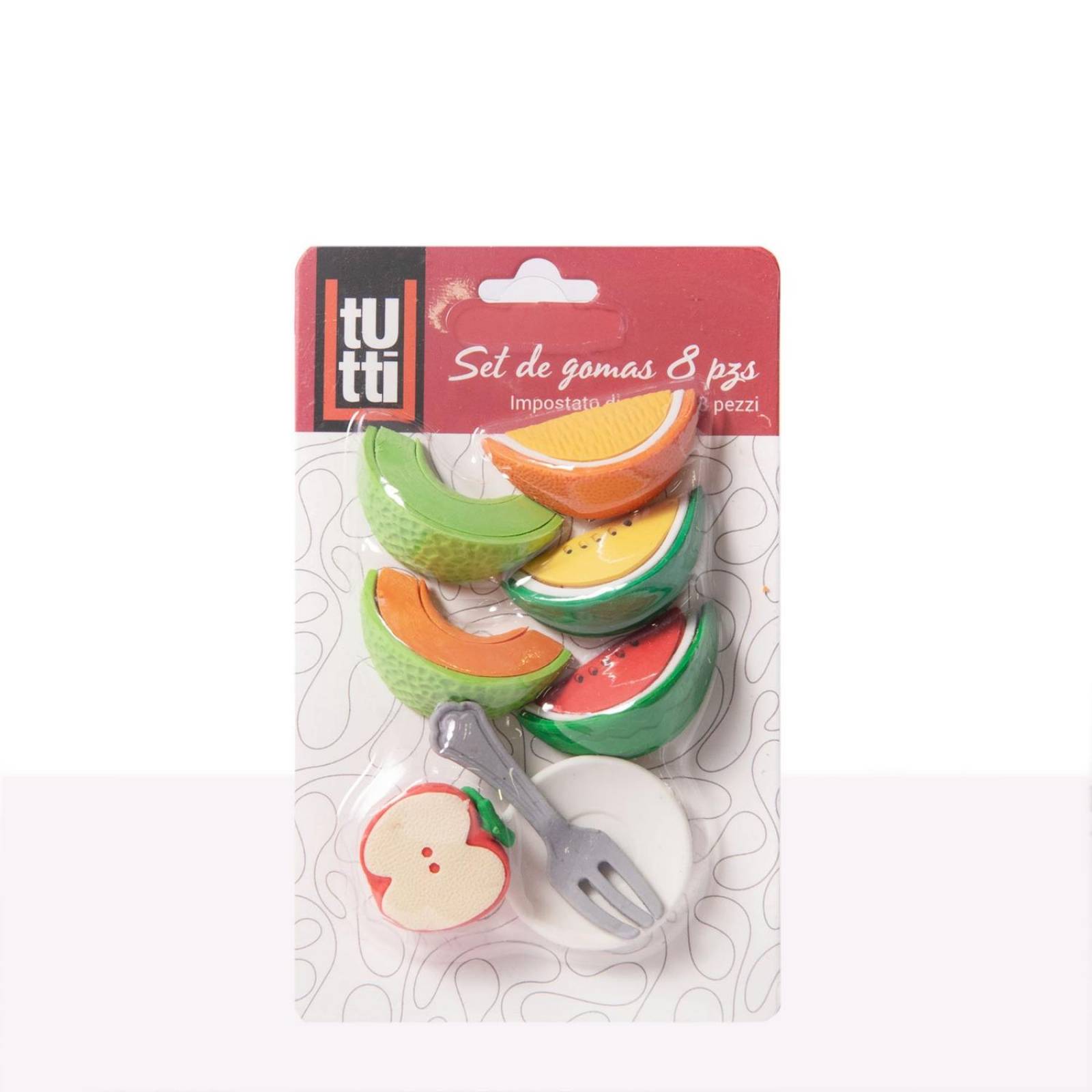 Colección de gomas para borrar frutas 8 pzas. 