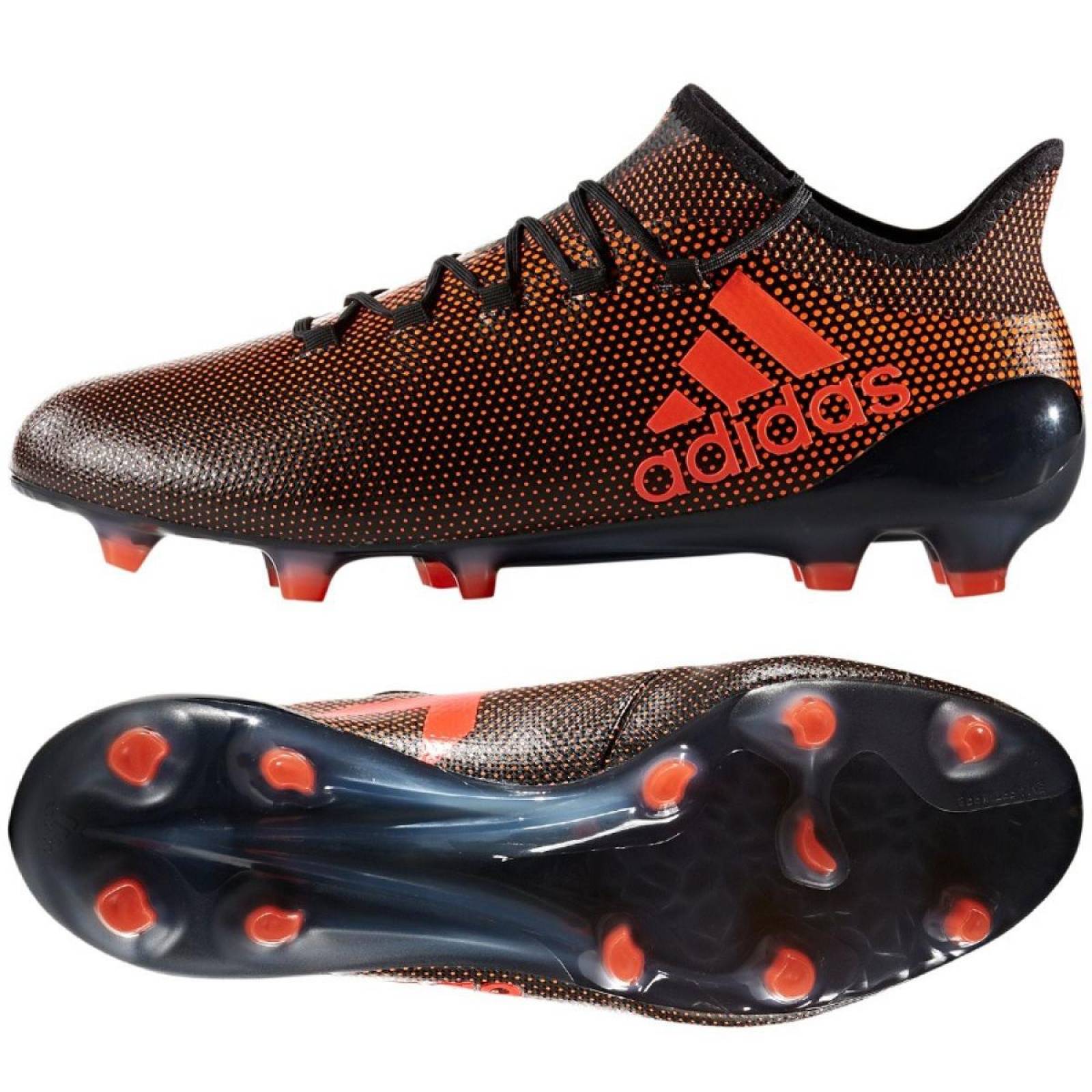 Tacos de Futbol Adidas X 17.1 Negro-Naranja