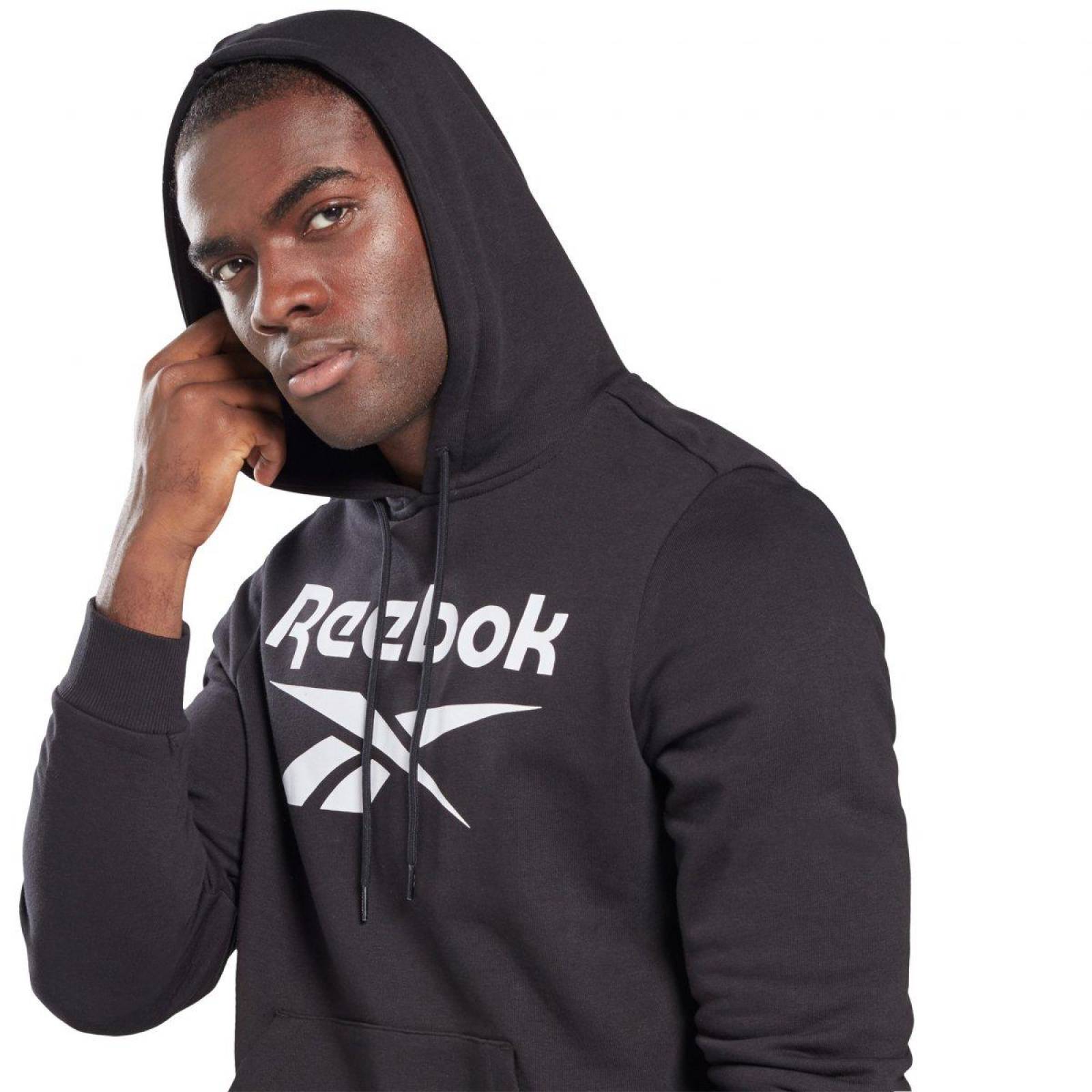 Reebok Sudadera con capucha con logotipo para hombre, Gris