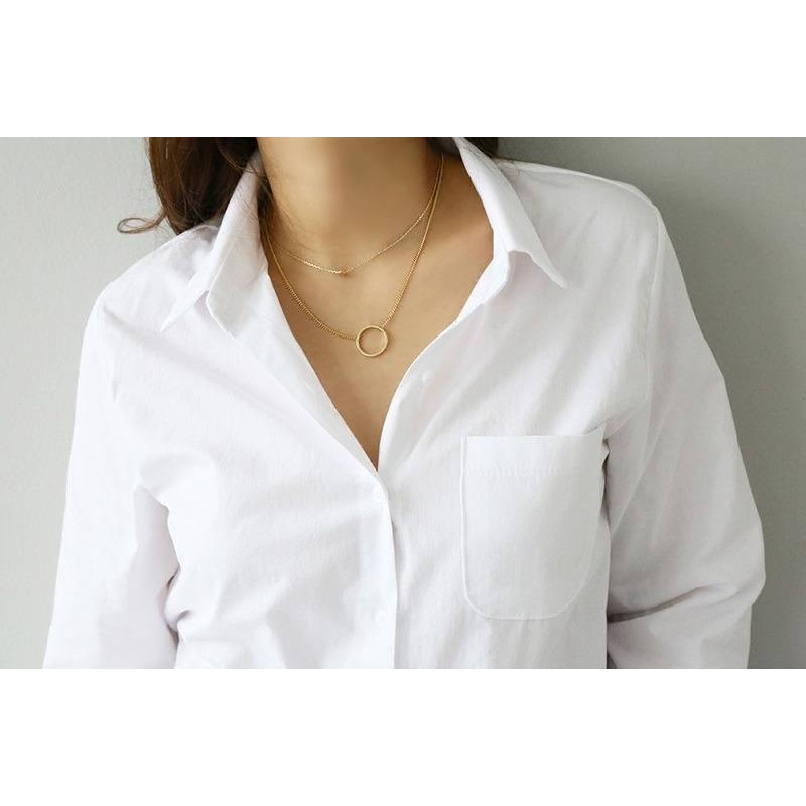 Blusa Basica Para Dama Manga Larga Casual Blanca Mpb-536 