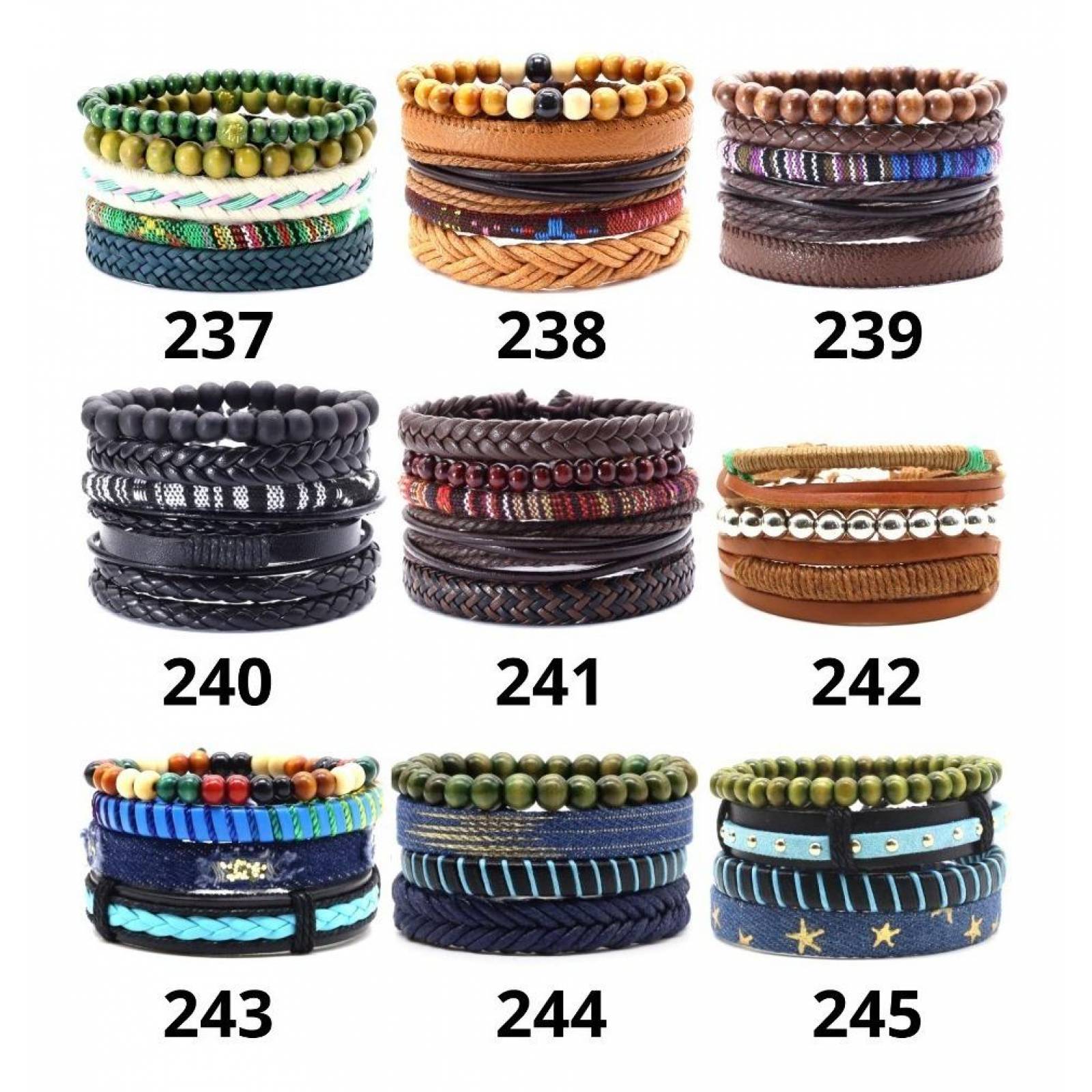 Set De 4 Pulseras Brazalete Colección Hombre Mpb-237/248 250