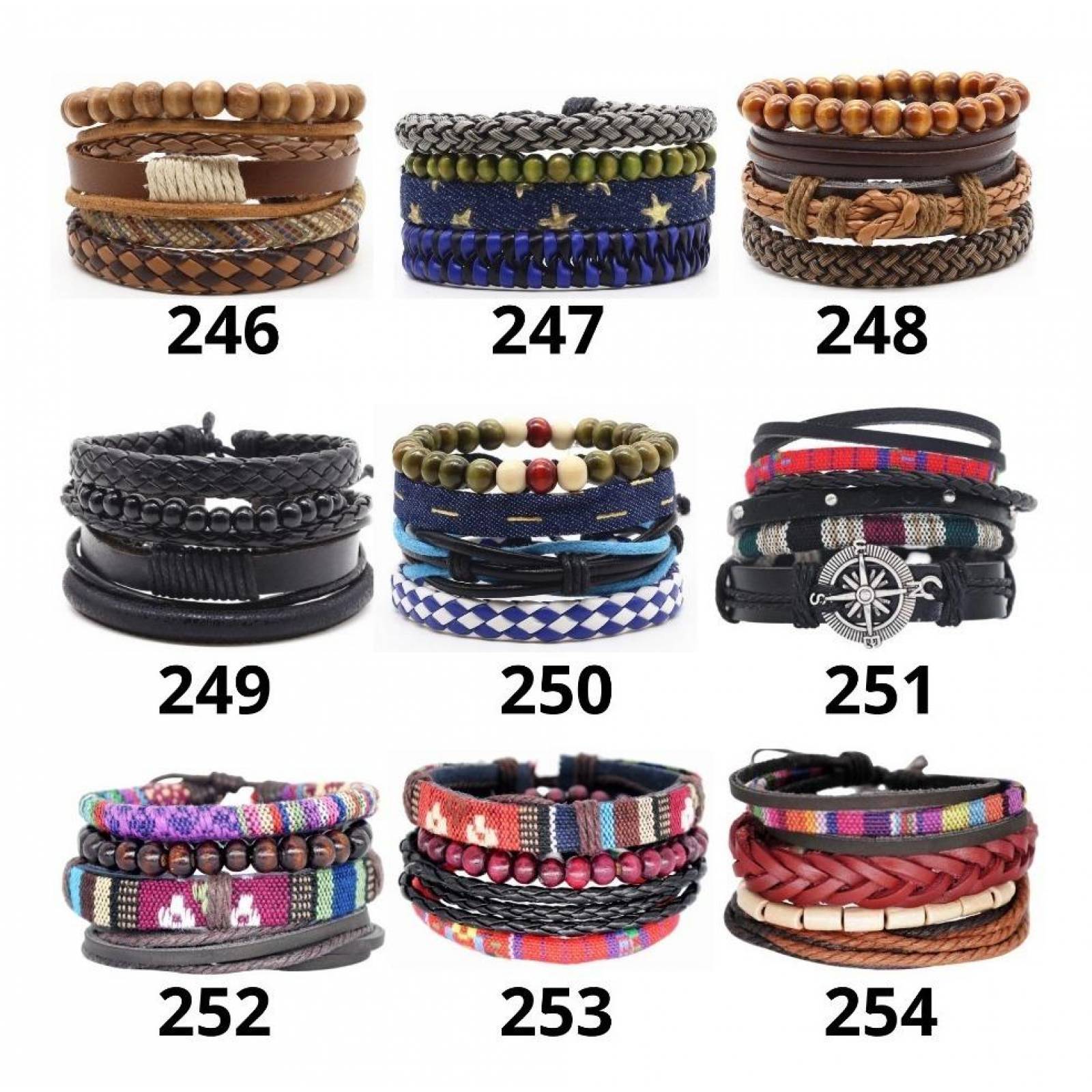 Set De 4 Pulseras Brazalete Colección Hombre Mpb-237/248 250