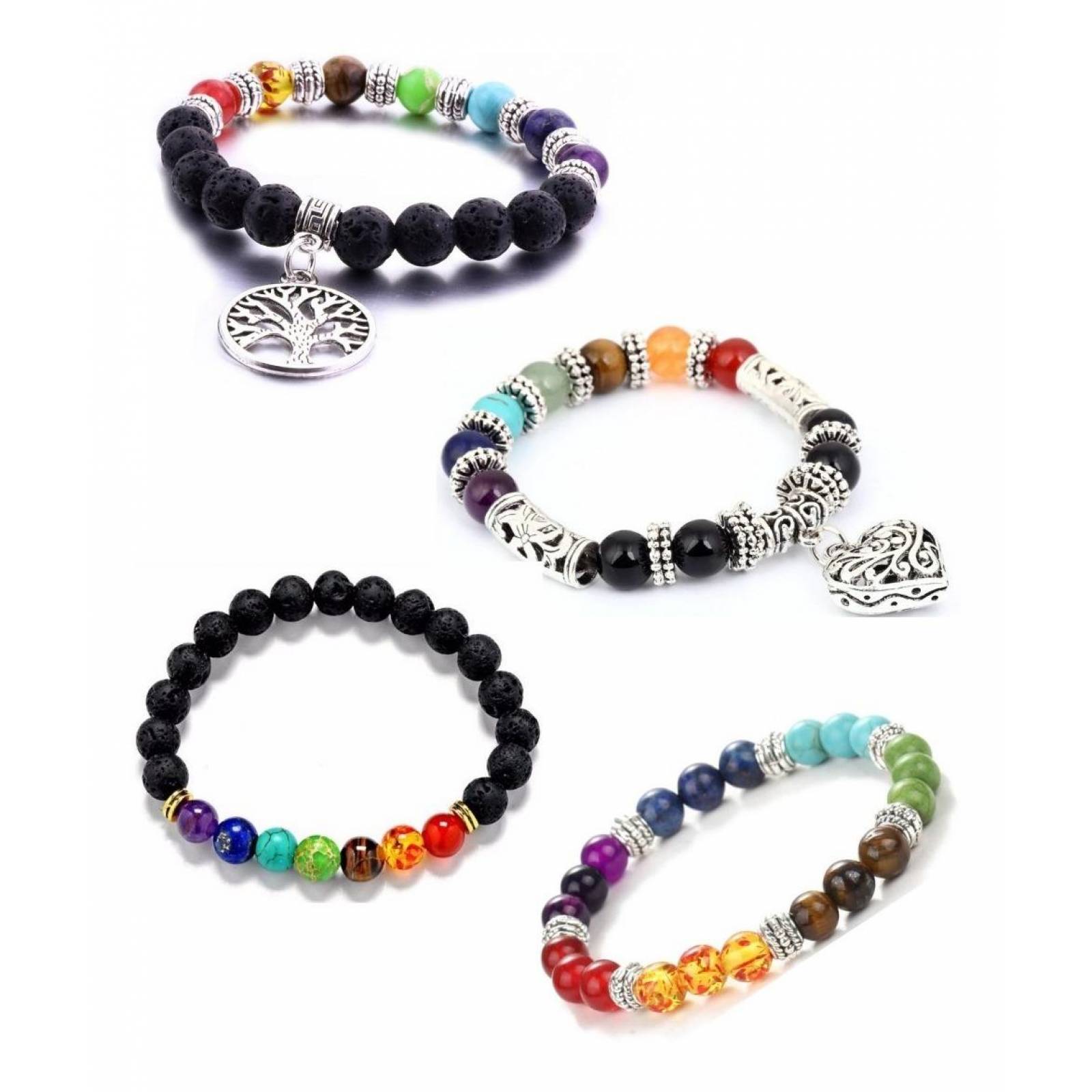 Hermosa Pulsera De Cuentas Energética 7 Chakras J-032 8 cm - MODELO 1
