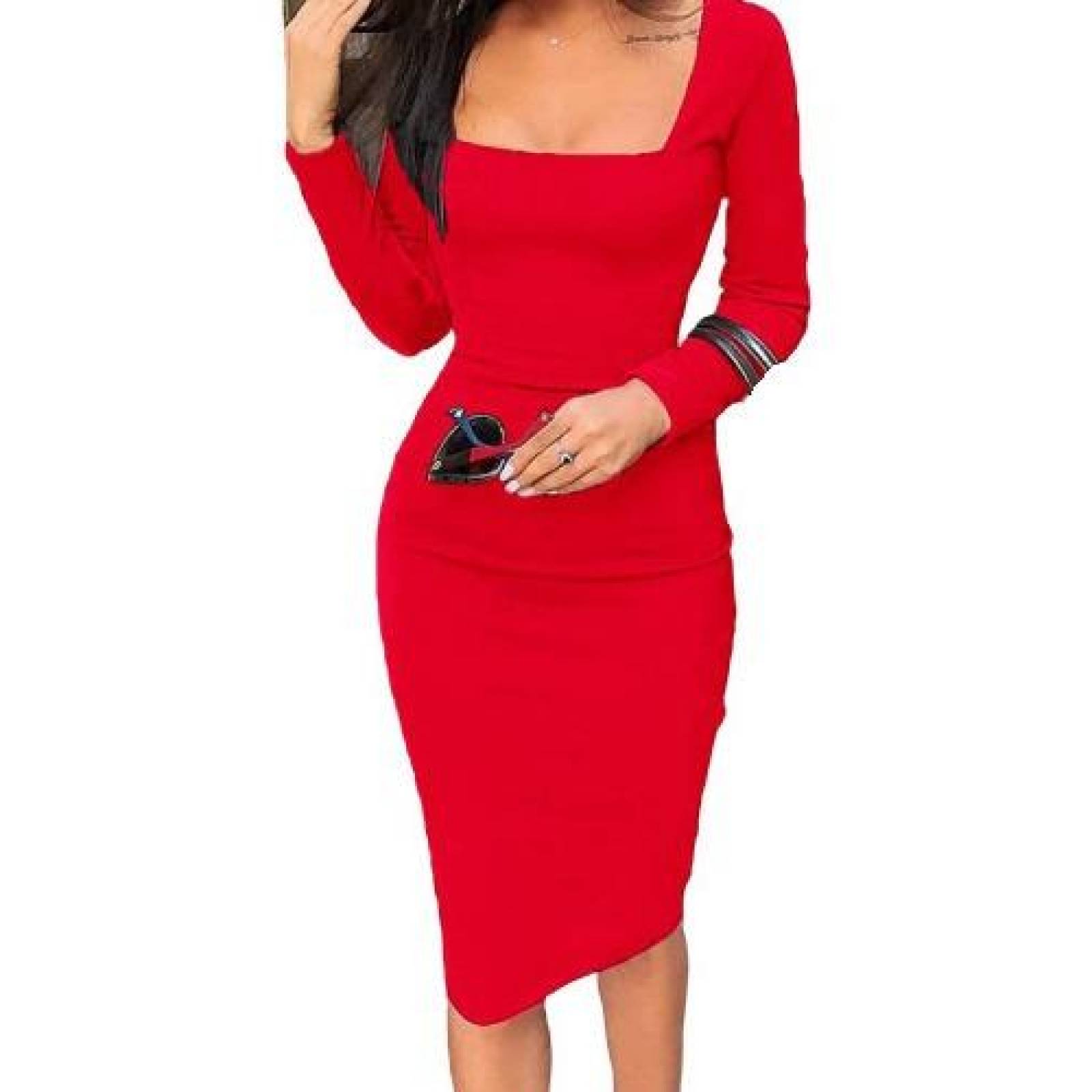 Vestido Dama Corto Ajustado Elegante Manga Larga Mpb-634 