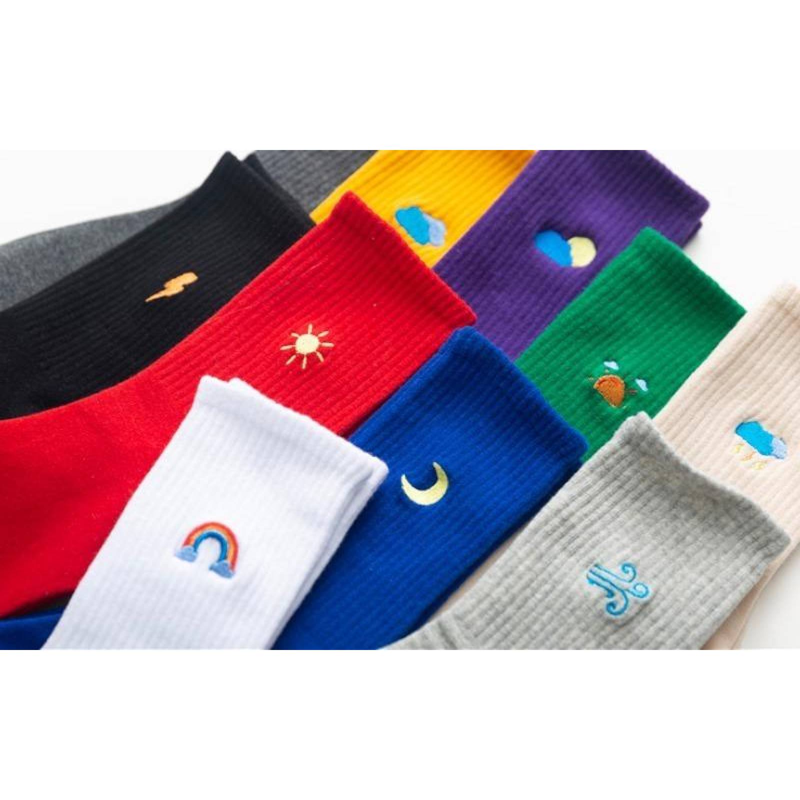 Calcetas Calcetines Bordado Clima Hombre Mujer Unisex A-062 