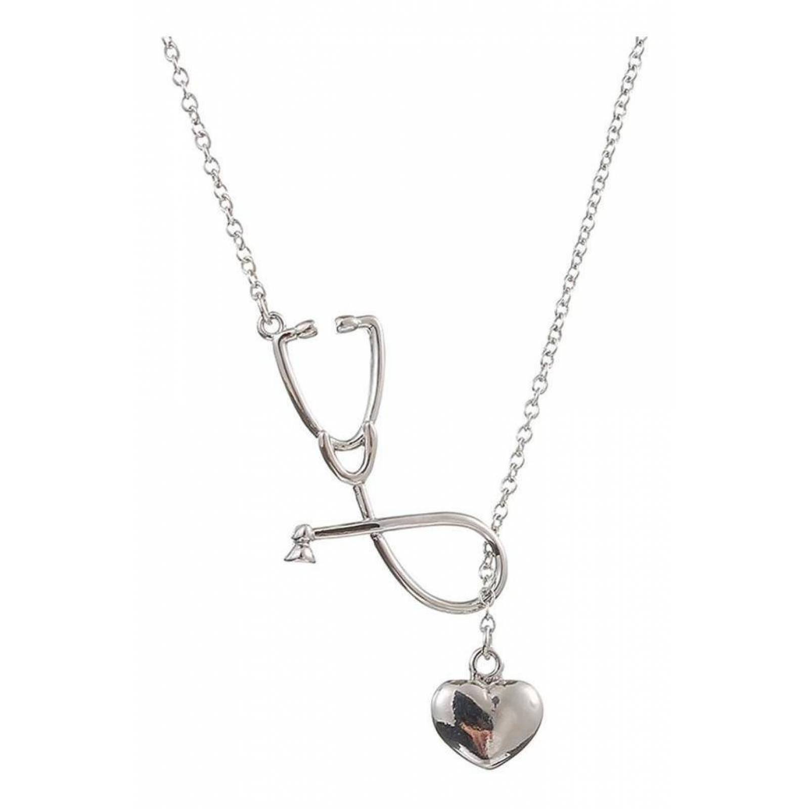 Collar Doctora De Estetoscopio Dorado Y Plateado V-183 