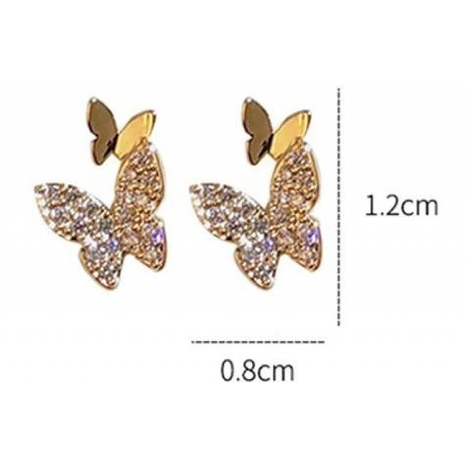 Aretes De Clip Mariposa 4 Pz. Piercing Falso Moda V-177 Dorado