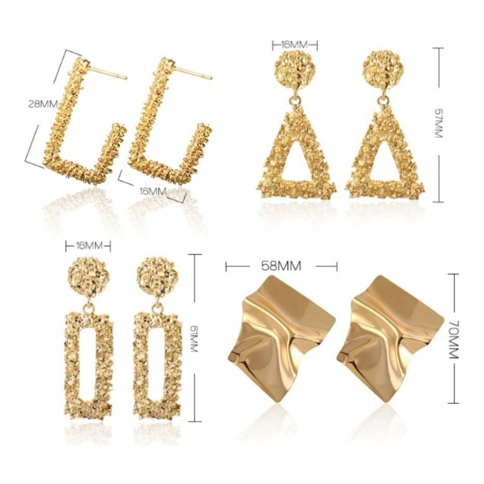 Elegantes Aretes Geométricos De Tendencia Mpb-467 e0489gold 7cm