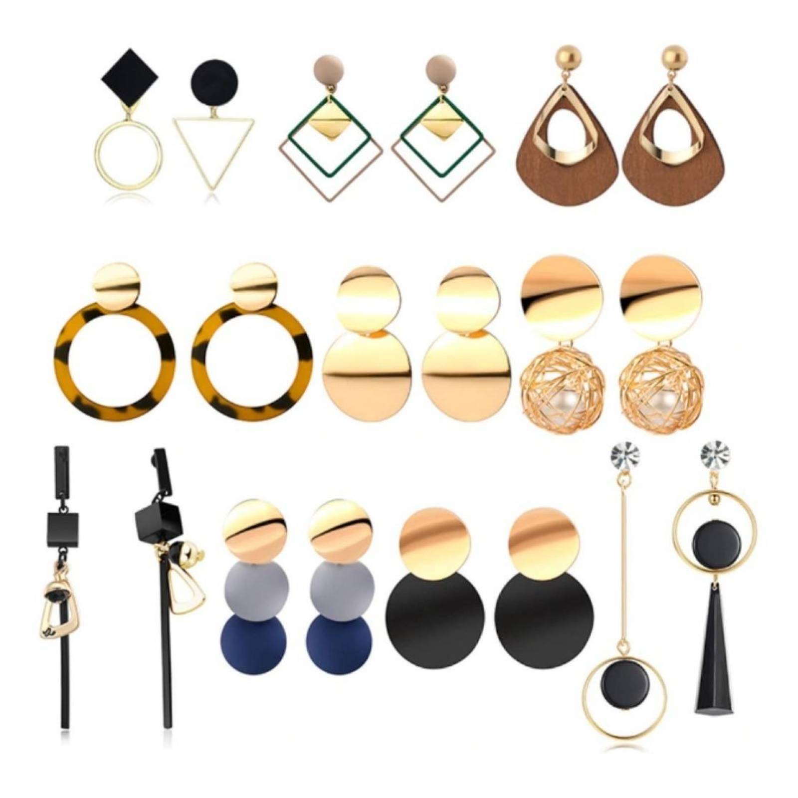 Hermosos Aretes Formas Geométricas Variedad Color Mpb-482 482 silver