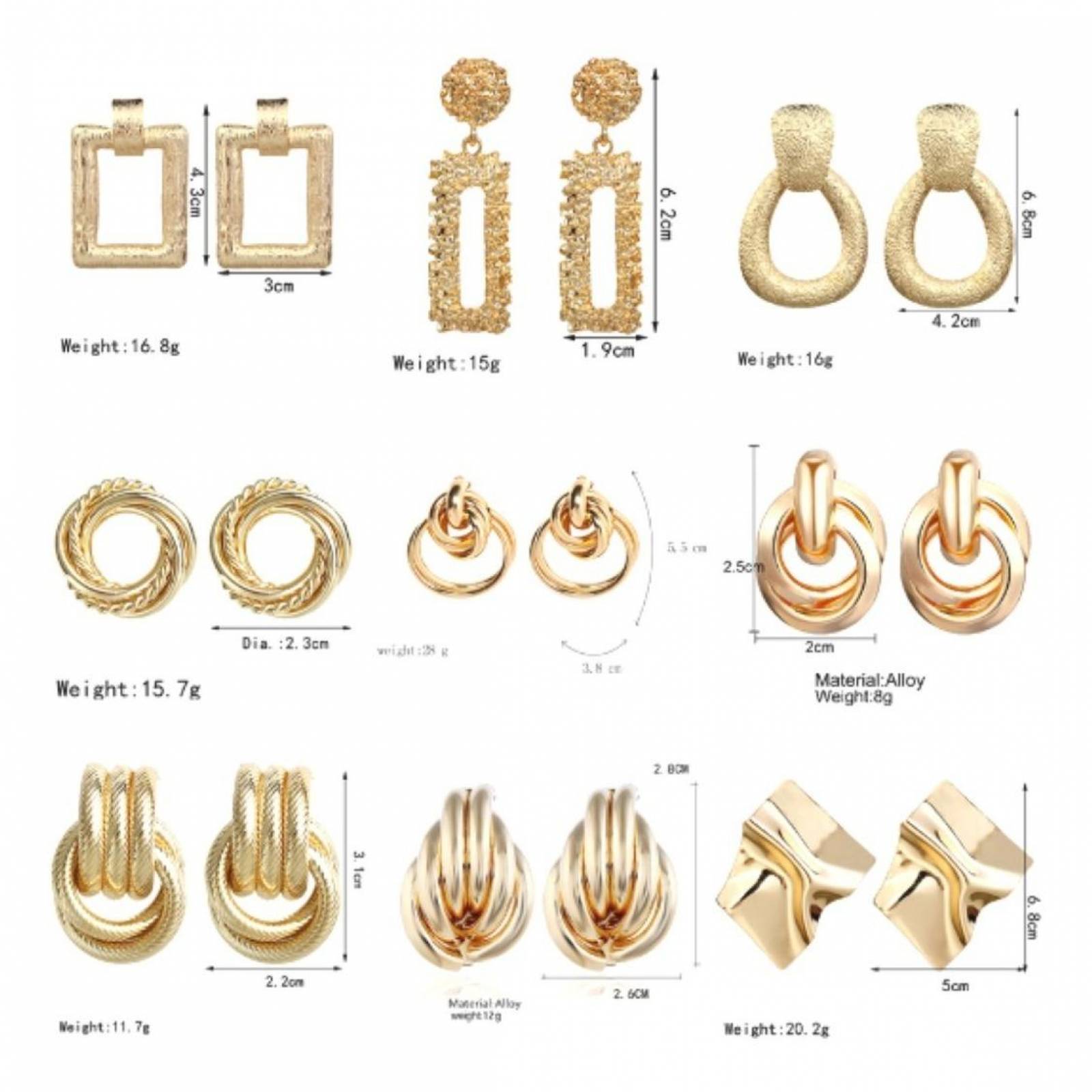 Aretes Formas Geométricas Metálicos Vintage Mpb-494 18