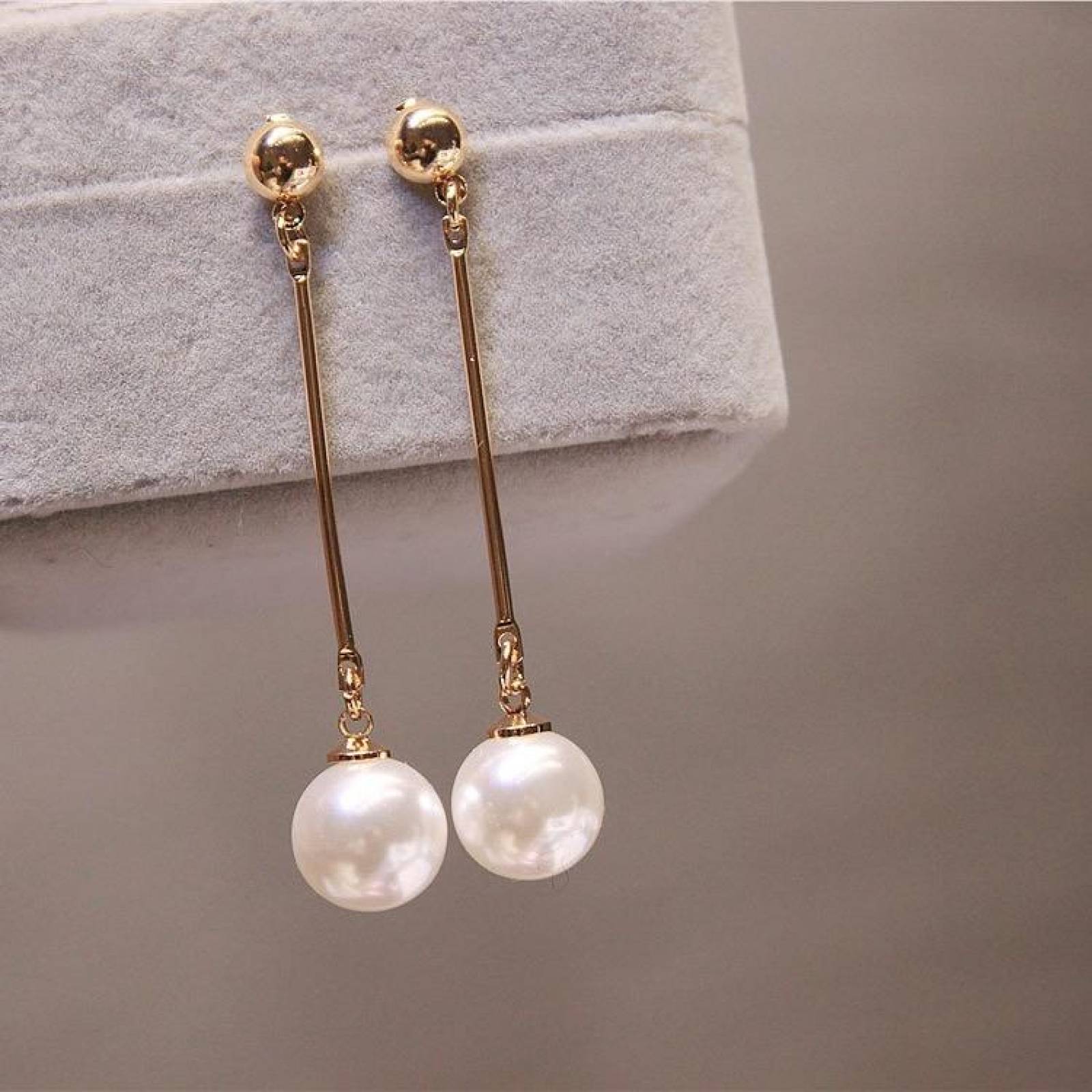 Elegantes Aretes Largos Perla Mpb-250 