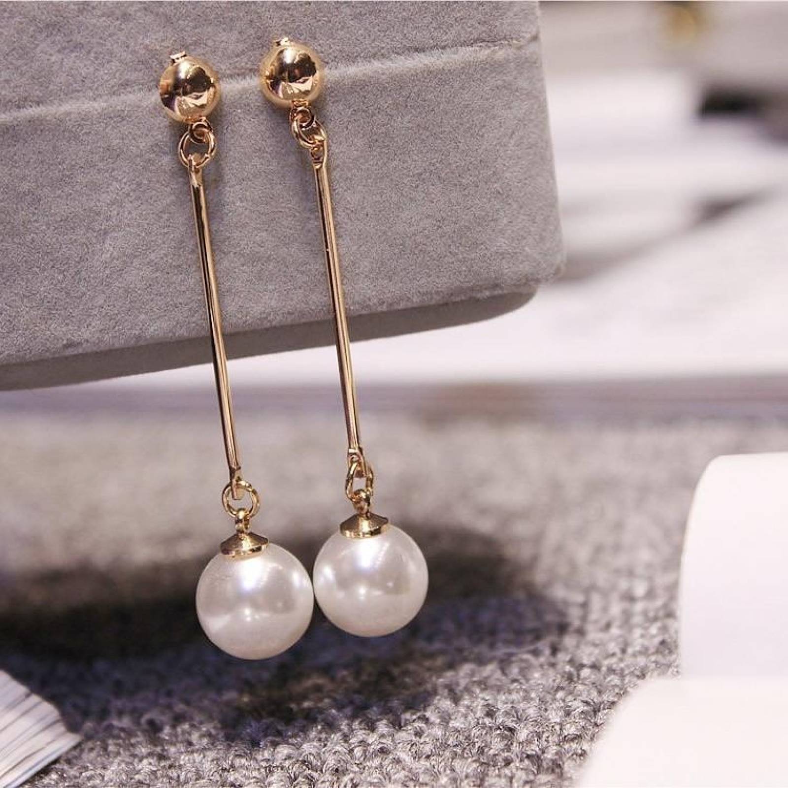 Elegantes Aretes Largos Perla Mpb-250 