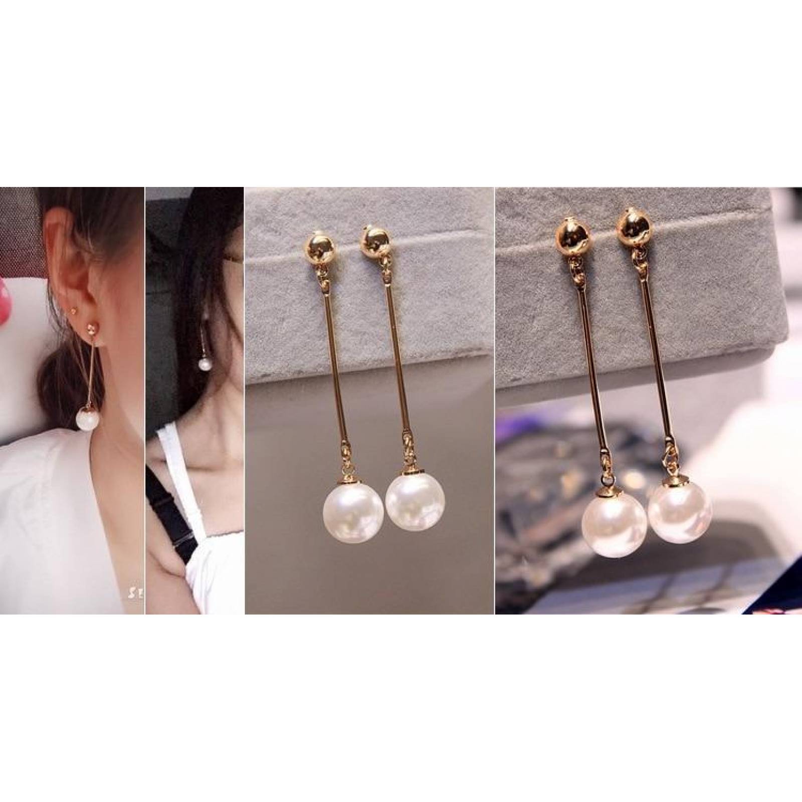 Elegantes Aretes Largos Perla Mpb-250 