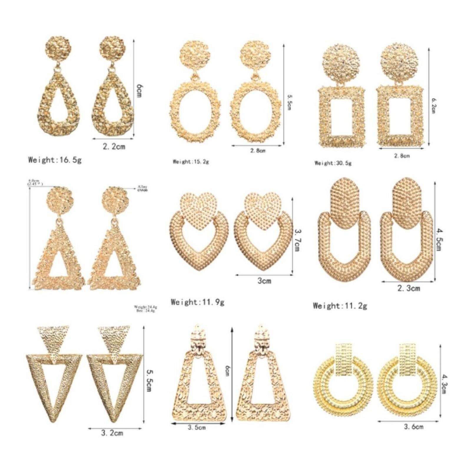 Aretes Formas Geométricas Metálicos Vintage Mpb-494 28