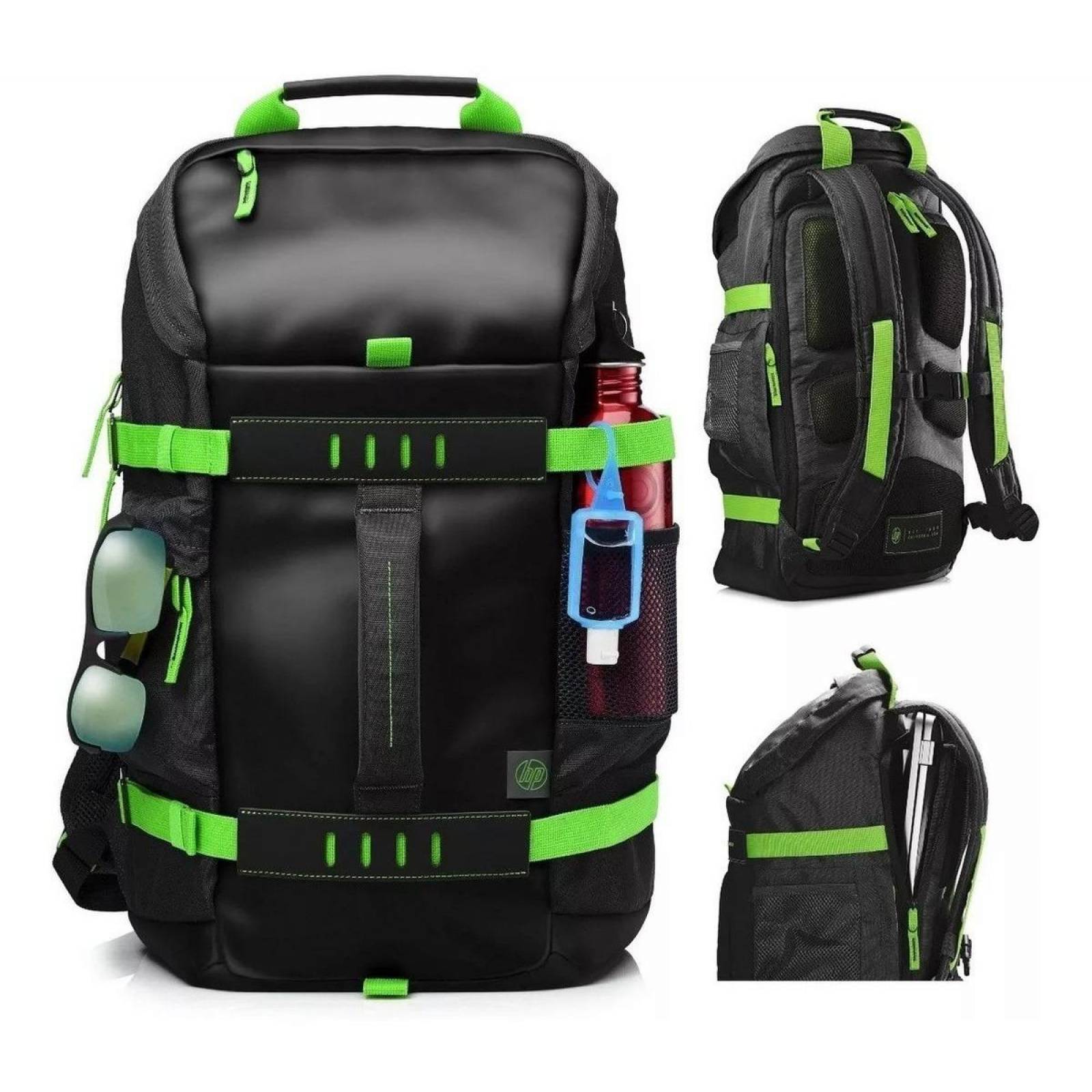 Mochila Para Laptop Hp Odyssey 15.6 Gamer/school T5p98aa Negro/Verde
