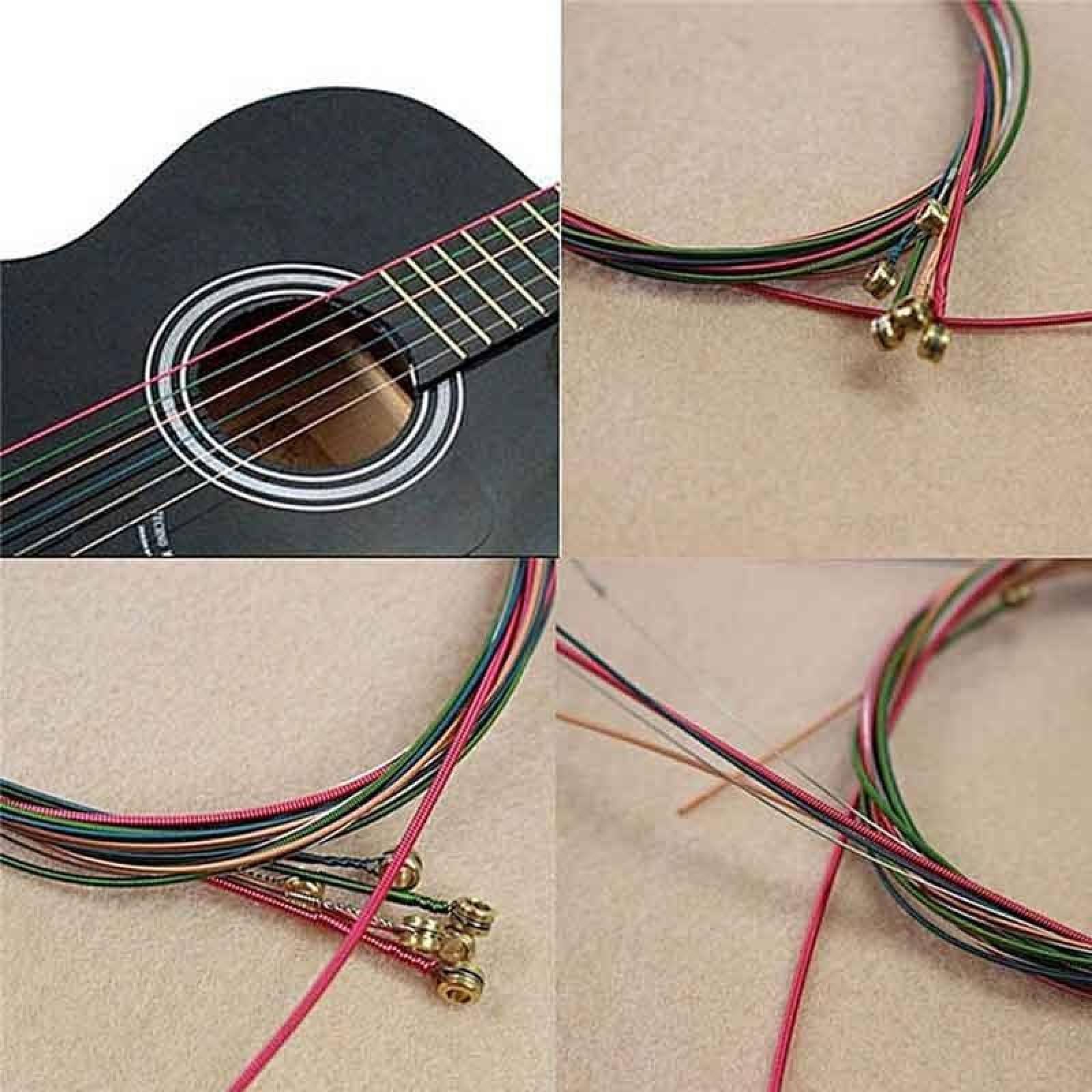 Paquete De 6 Cuerdas Multicolor P/guitarra Acustica Mpb-432 