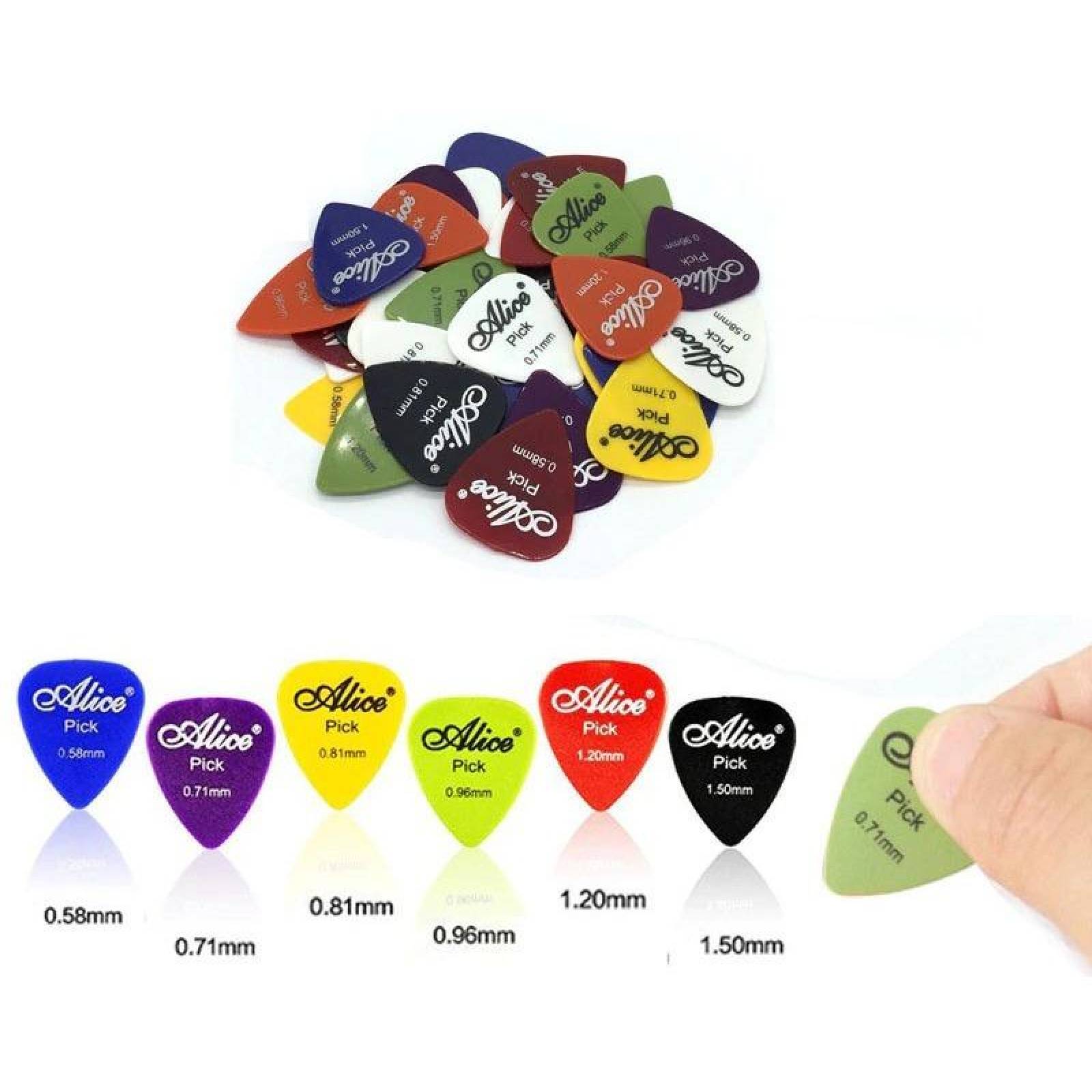 Púa Plumilla P/guitarra Alice Varios Colores Medidas Mpb-433 Blanco 1.20mm