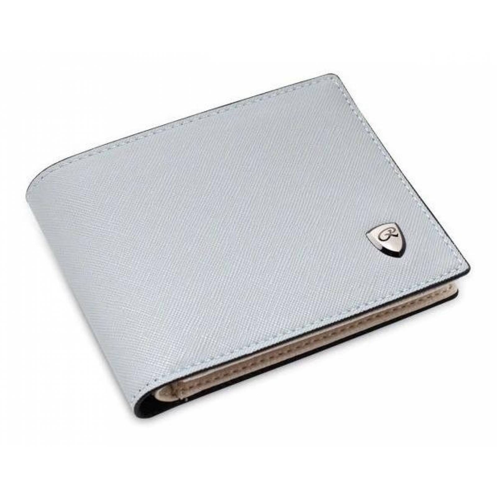 Cartera Billetera De Hombre Cuero Piel Saffiano A-016 Gris claro