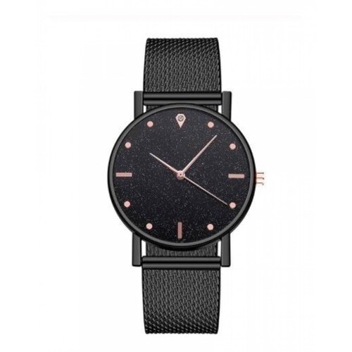 Reloj Para Dama Elegante A La Moda Acero Inoxidable V-066 Negro