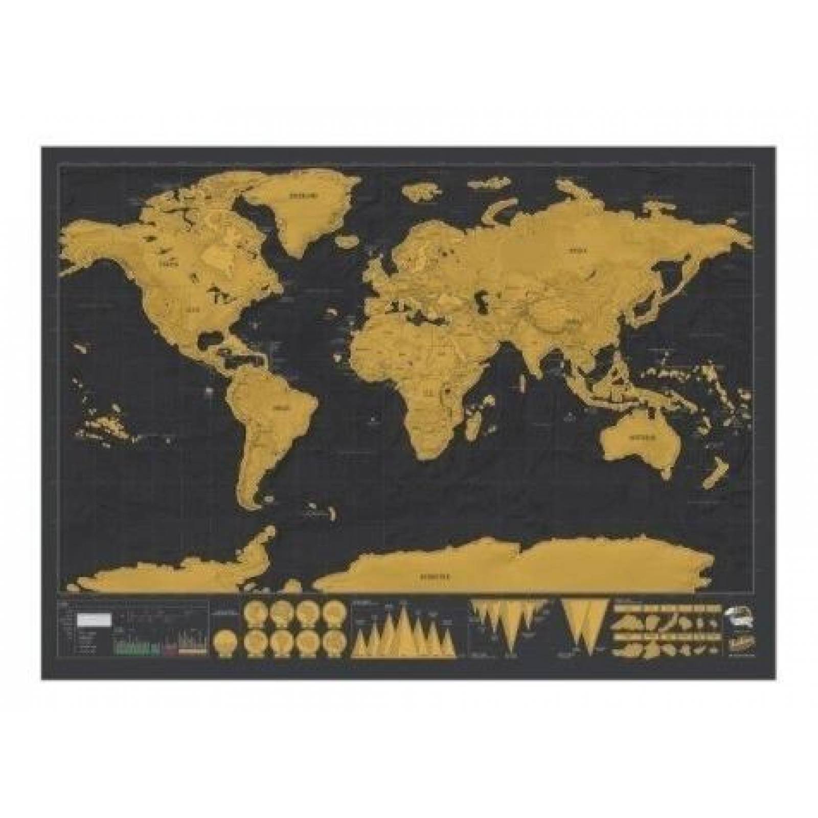 Mapa Del Mundo Rascable Poster Viajero Regalo Elegante V-098