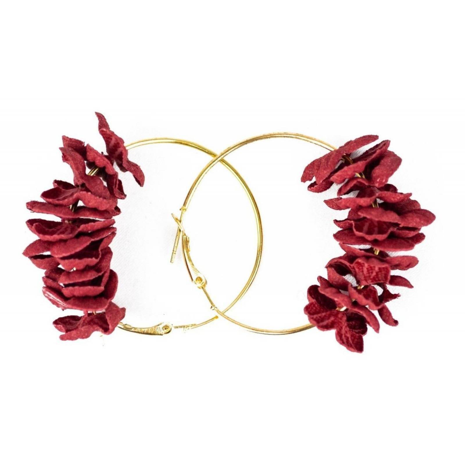 Arracadas Para Mujer De Flores J-010 GUINDA