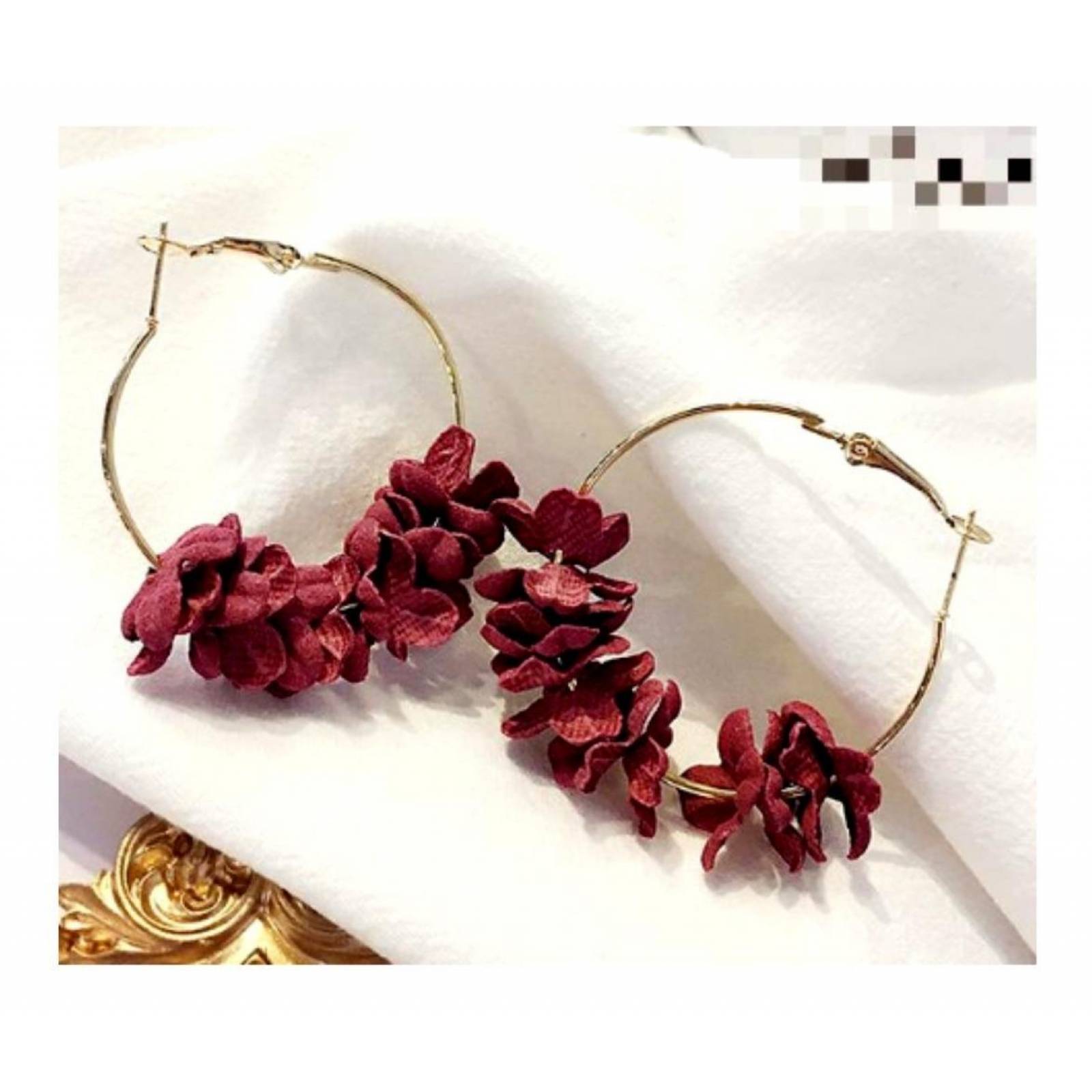 Arracadas Para Mujer De Flores J-010 GUINDA