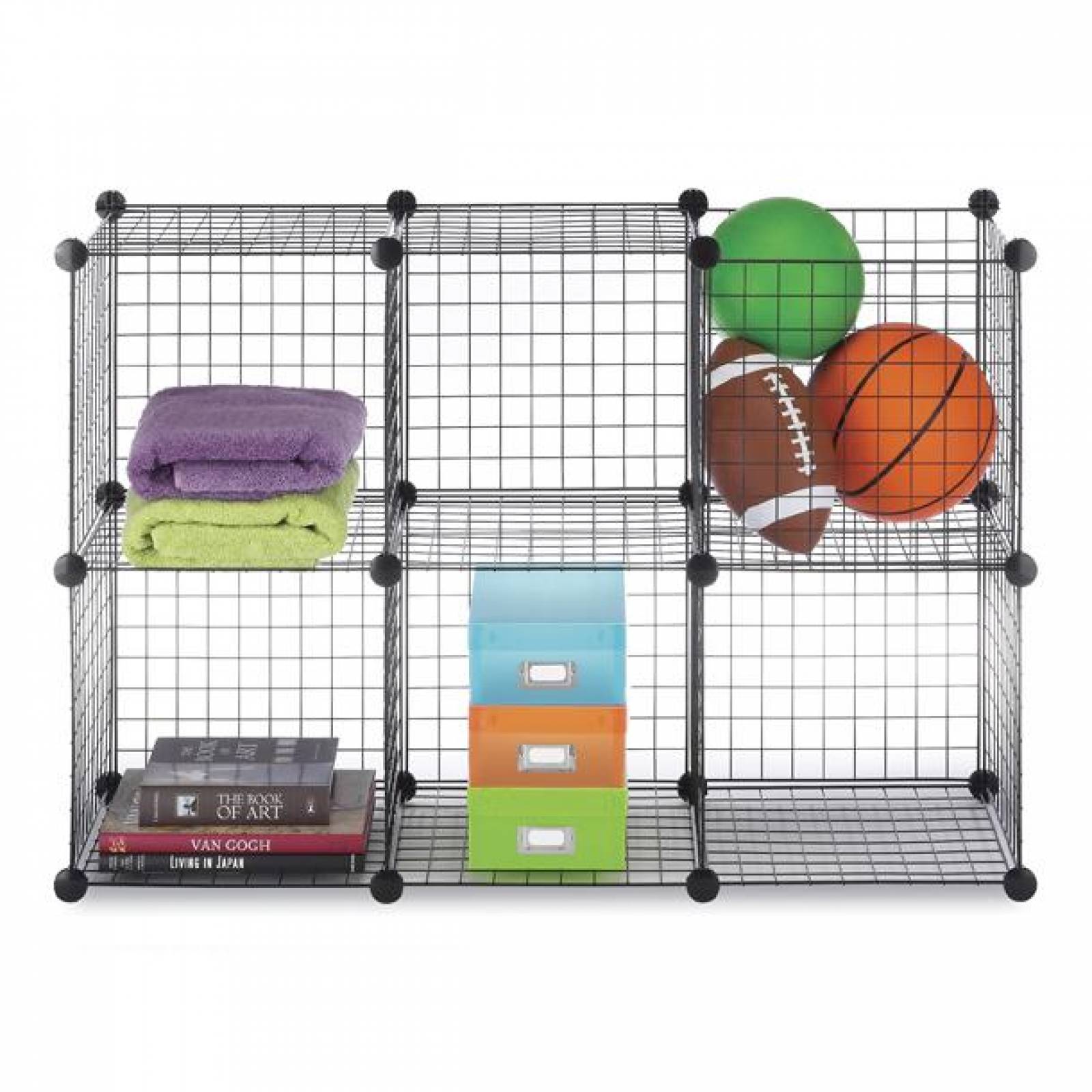 Organizador 6 Cubos Metálicos Modulares Negro 