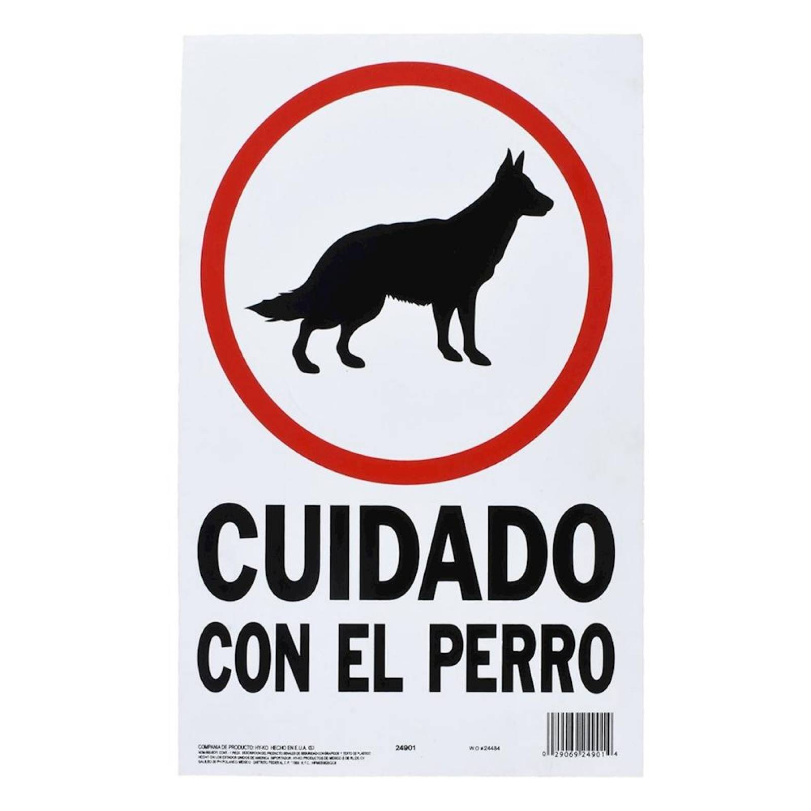 Letrero Cuidado Con El Perro De 35.3 X 22.5 Cm Blanco