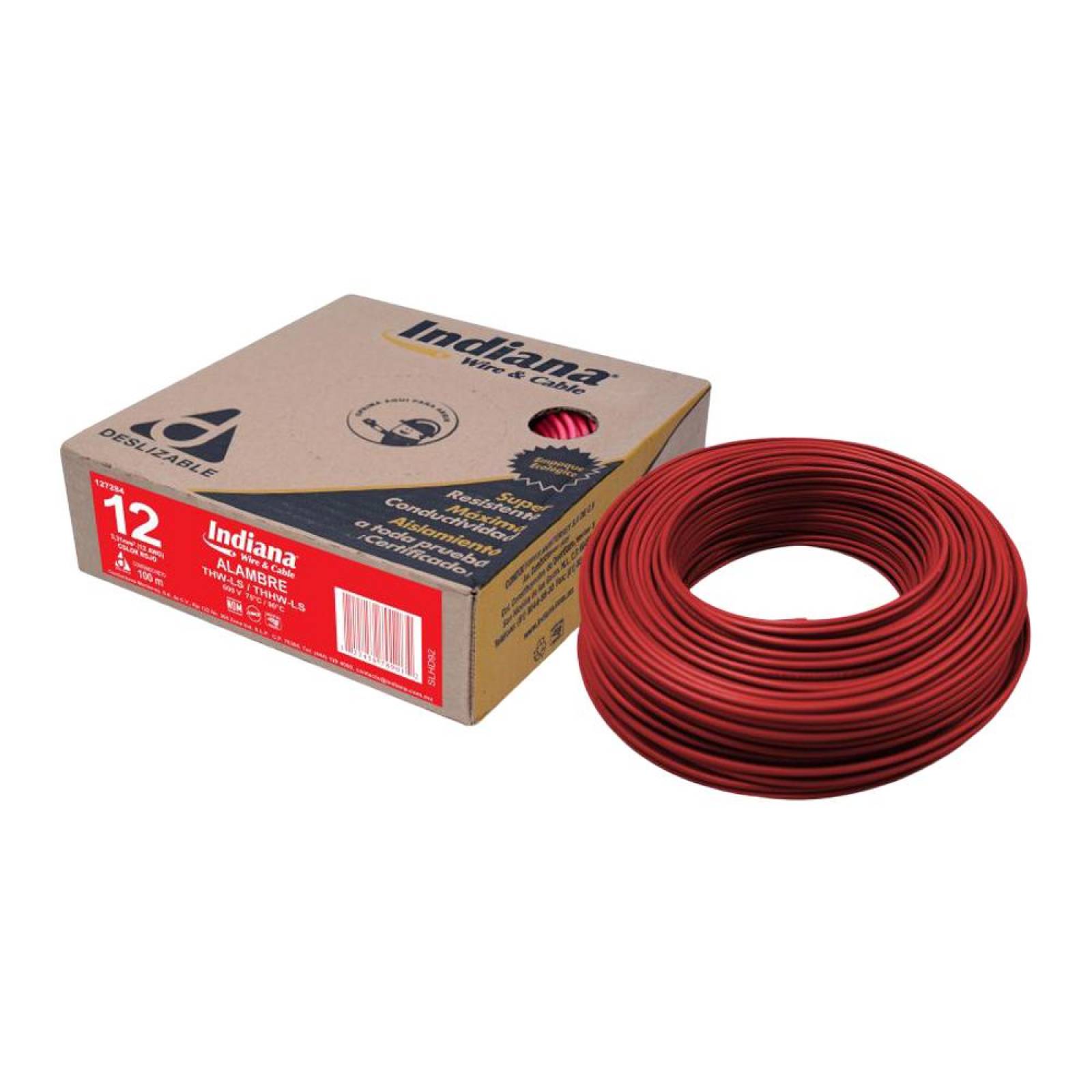 Alambre Indiana Thw-ls 600v Calibre 12 Rojo 100 M 