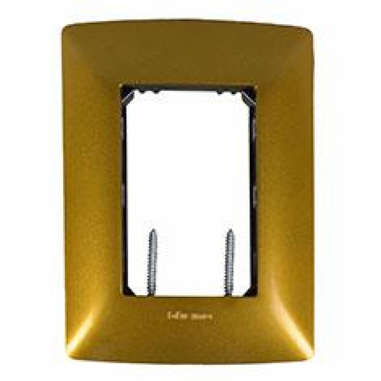 Placa Con Chasis De 3 Módulos Plástico Dorado 