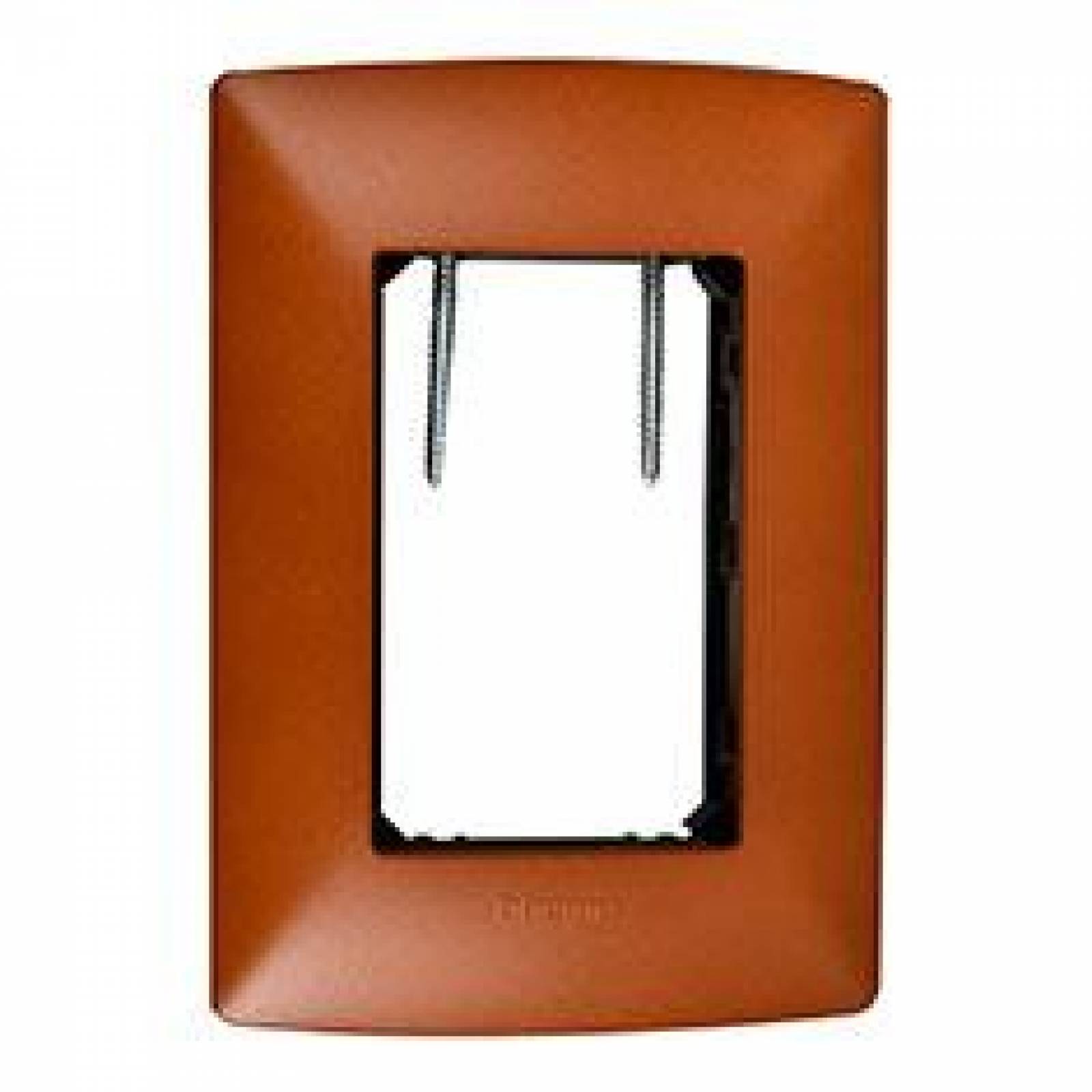 Placa 3 Módulos Plástico Naranja Terracota 